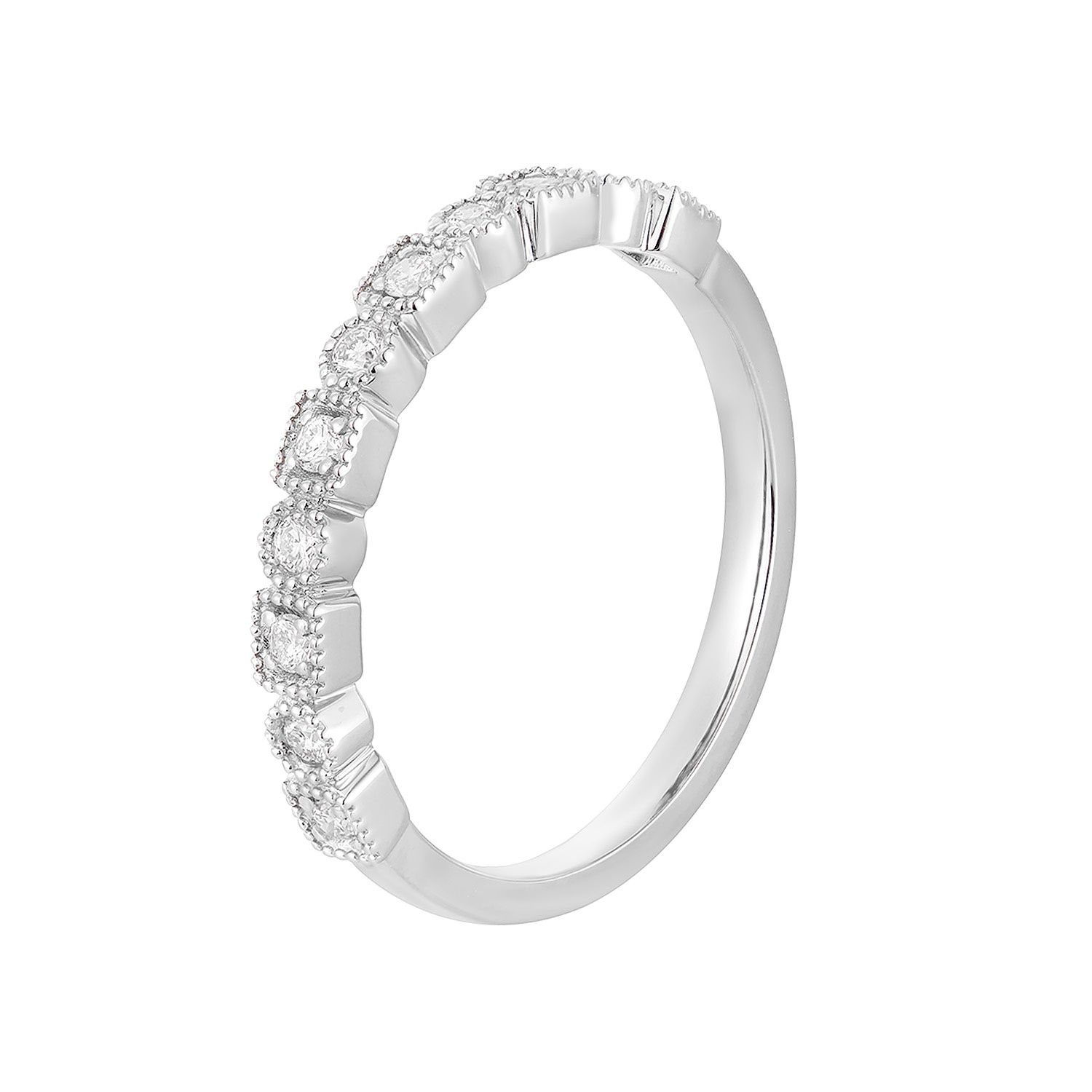 14K White/Yellow Gold Natural Diamond Wedding Band MZ2354(GP119), Colour: 14KW-2.06g-0.162ct-ND