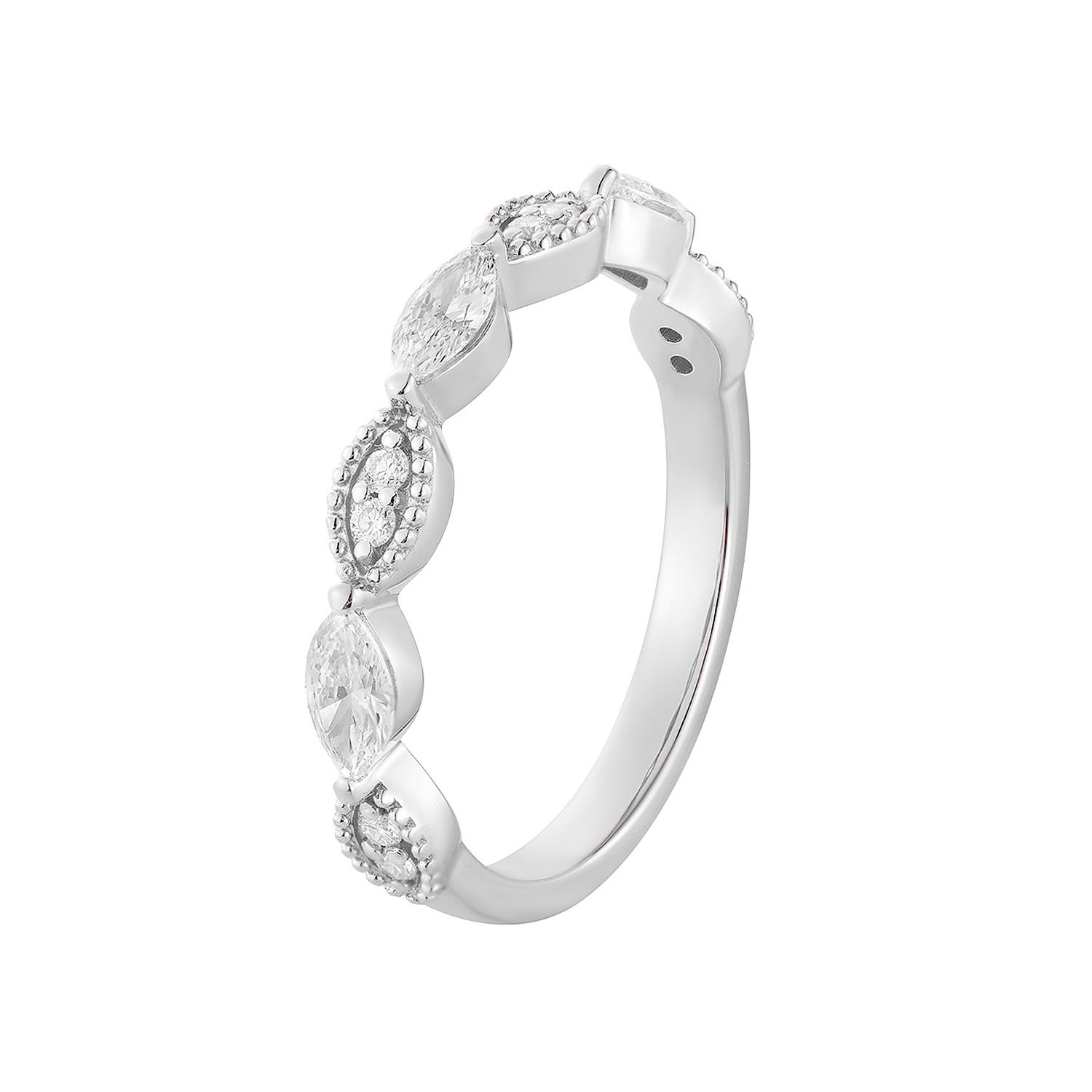 14K White/Yellow Gold Natural Diamond Wedding Band MZ2356(GP212), Colour: 14KW-2.34g-0.434ct-ND