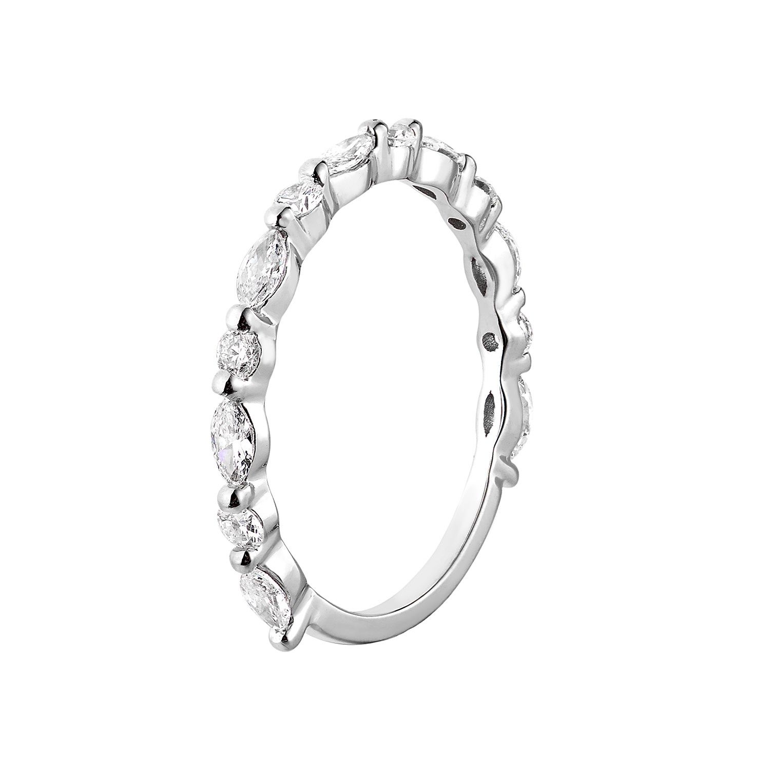 14K White/Yellow Gold Natural Diamond Wedding Band MZ7805(REMZ7404), Colour: 14KW-1.39g-0.636ct-ND