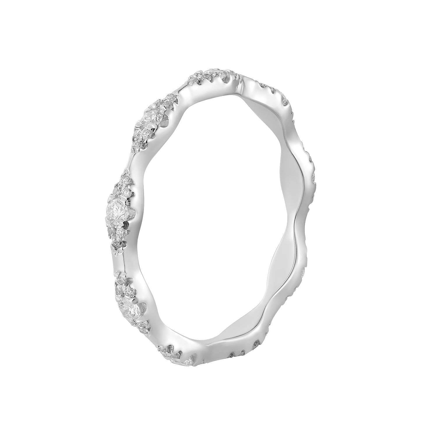 14K White/Yellow Gold Natural Diamond Eternity Band MZ7255, Colour: 14KW-1.43g-0.337ct-ND