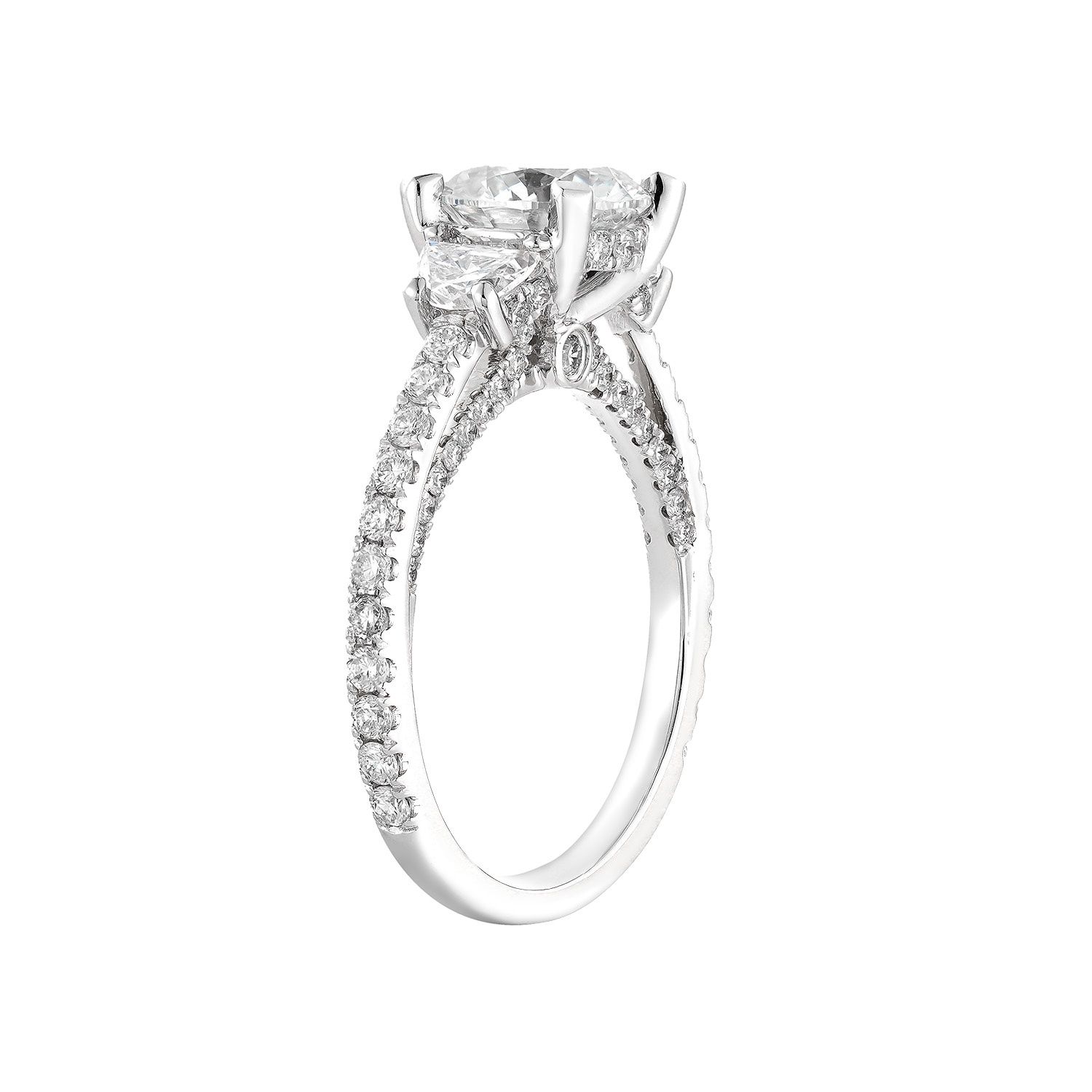 IGI Certificate 14K White/Yellow Gold Lab Grown Diamond Three Stone Engagement Ring MZ13055, Colour: 14KW-3.24g-2.524ct-LG