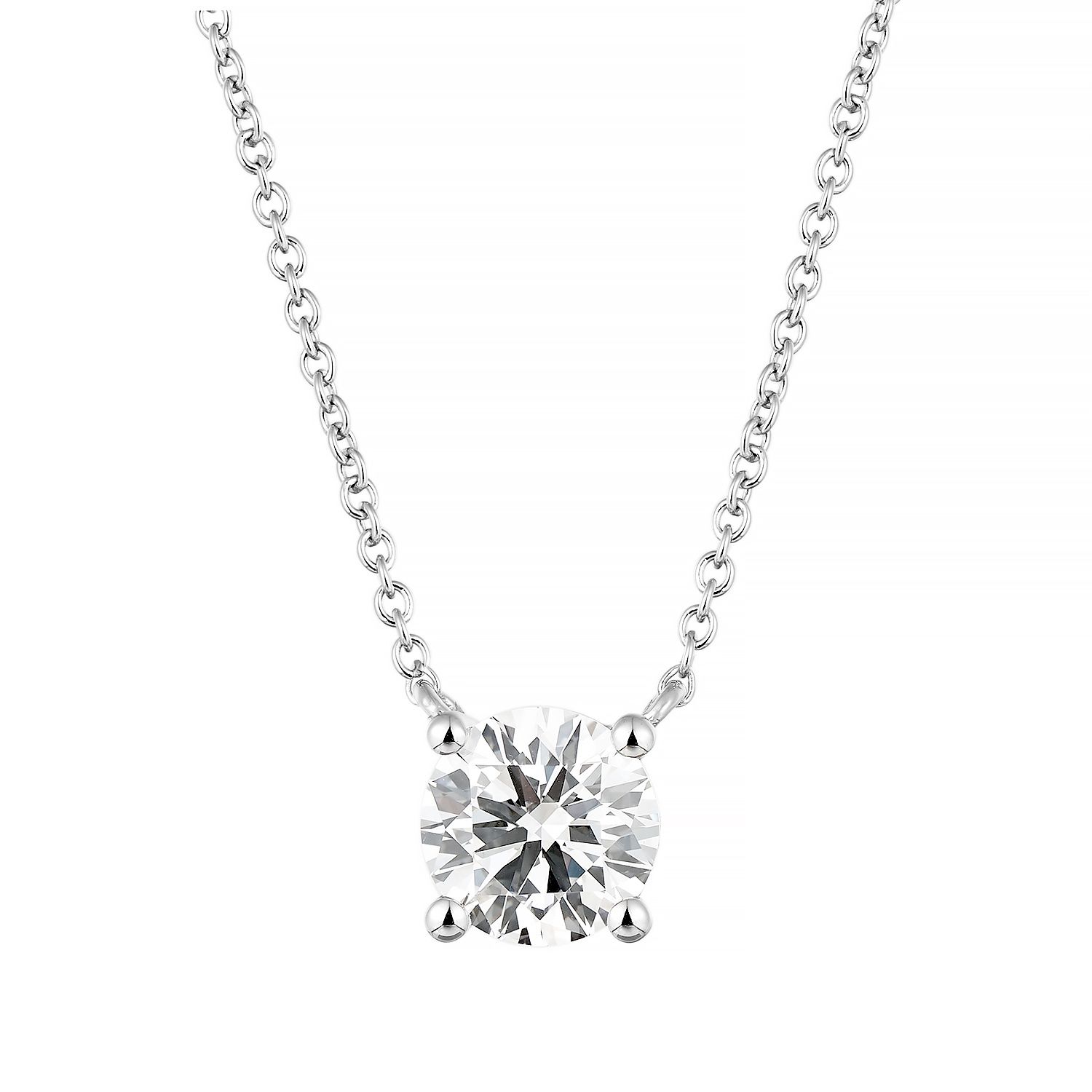 IGI Certificate 14K White/Yellow Gold Round Lab Grown Diamond Necklace MZ13117, Colour: 14KW-2.13g-1.05ct-LG