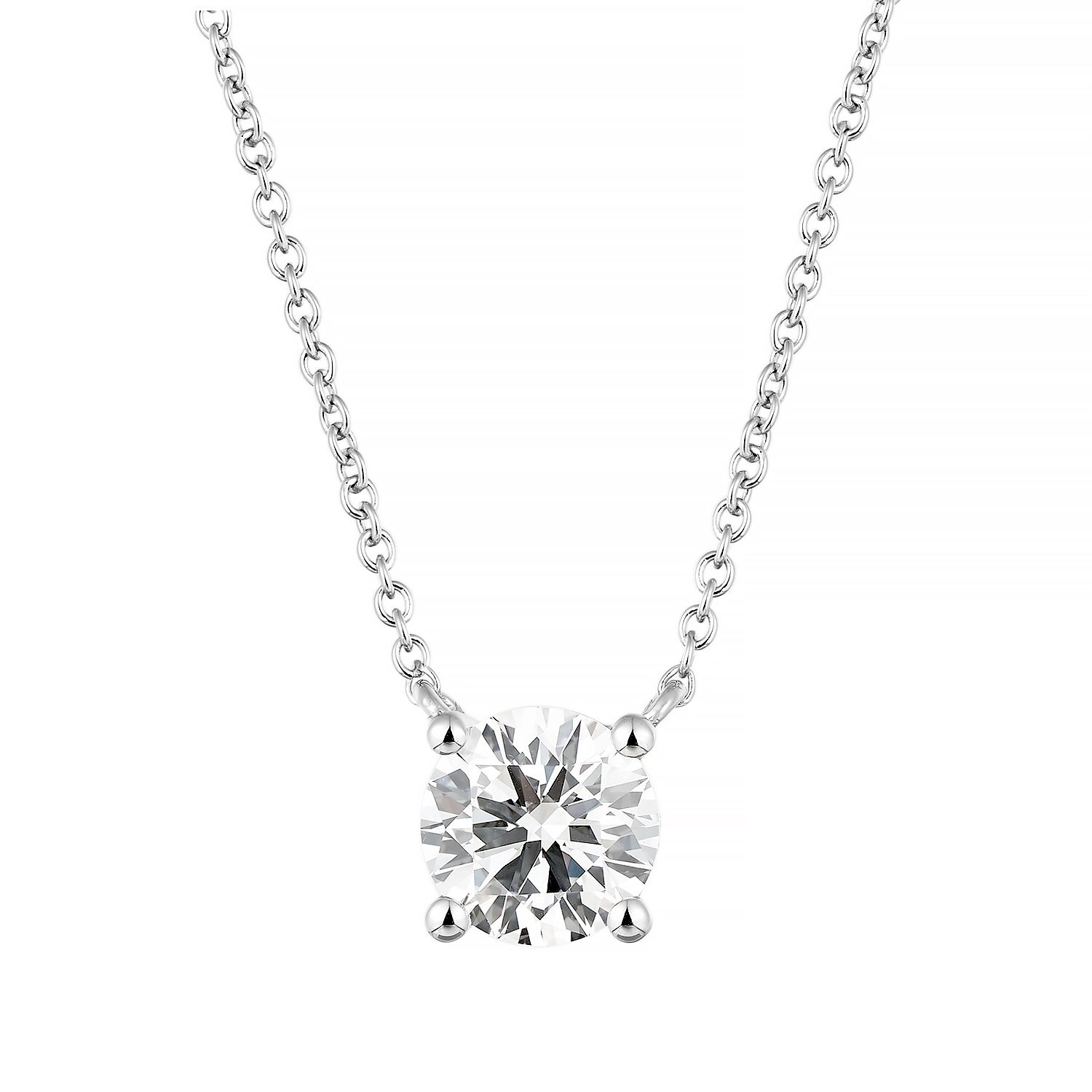 IGI Certificate 14K White/Yellow Gold Round Lab Grown Diamond Necklace MZ13117, Colour: 14KW-2.13g-1.05ct-LG