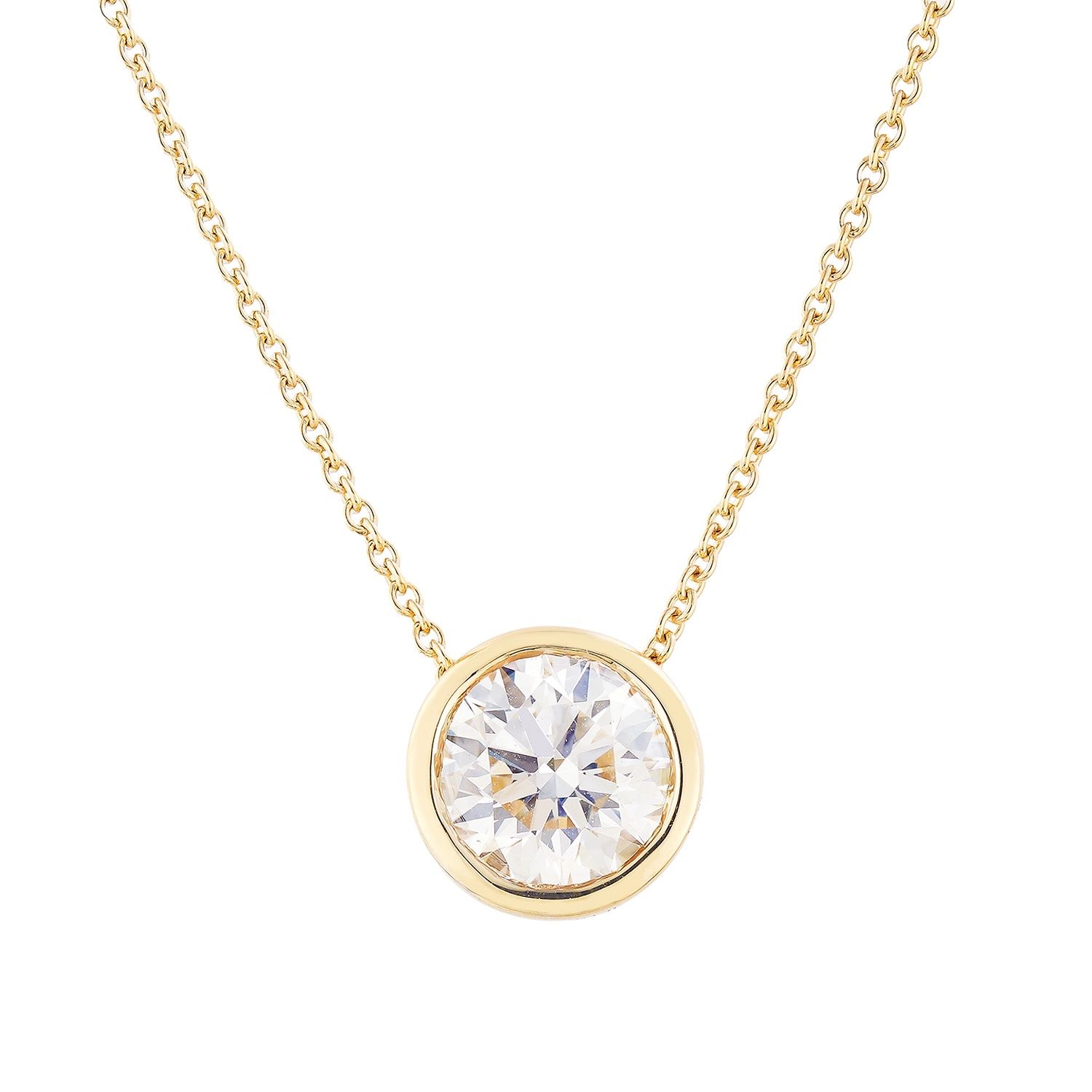 IGI Certificate 14K Yellow/White Gold Round Lab Grown Diamond Necklace MZ13118, Colour: 14KY-2.7g-1.063ct-LG