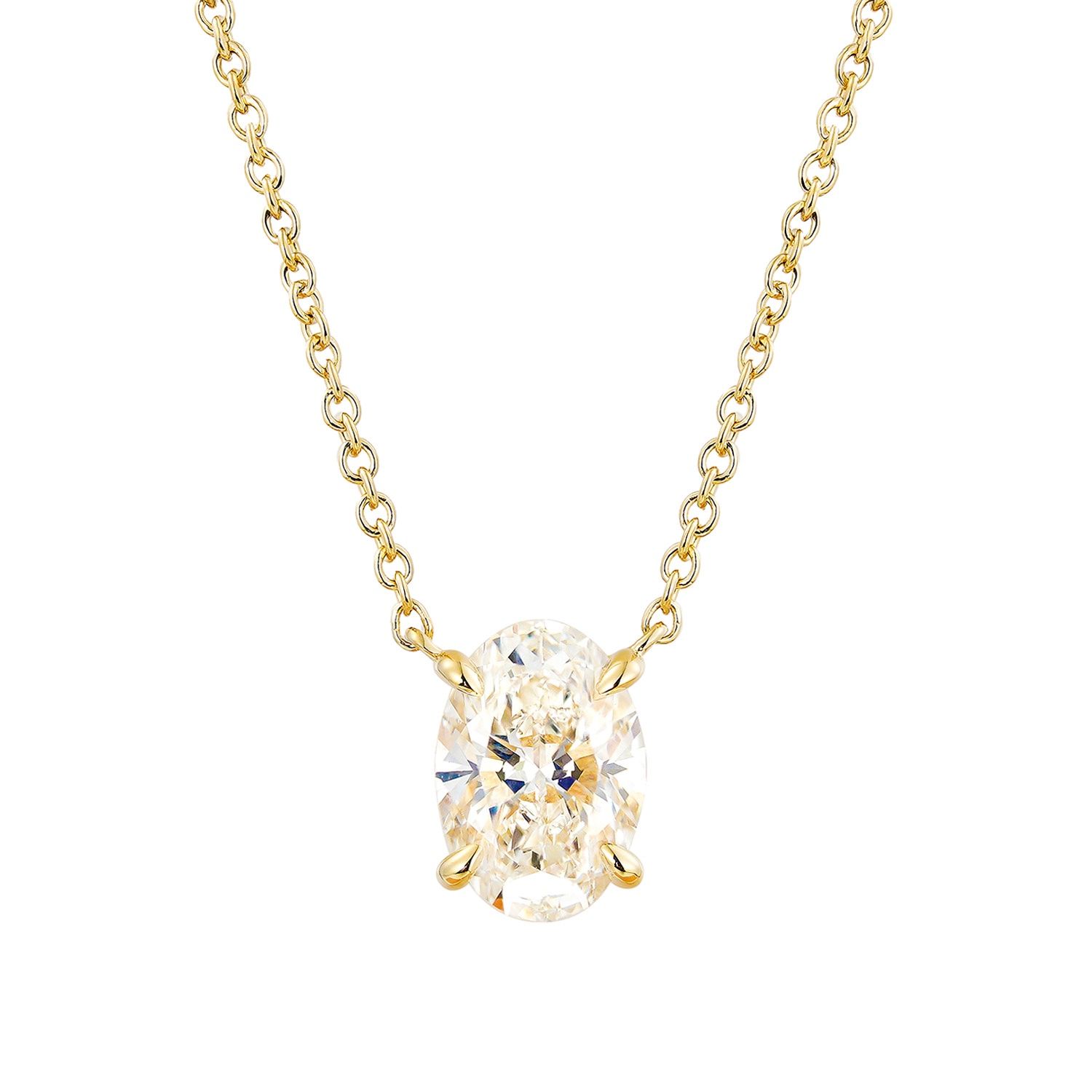 IGI Certificate 14K Yellow/White Gold Oval-Shape Lab Grown Diamond Necklace MZ30417, Colour: 14KY-2.29g-1.01ct-LG