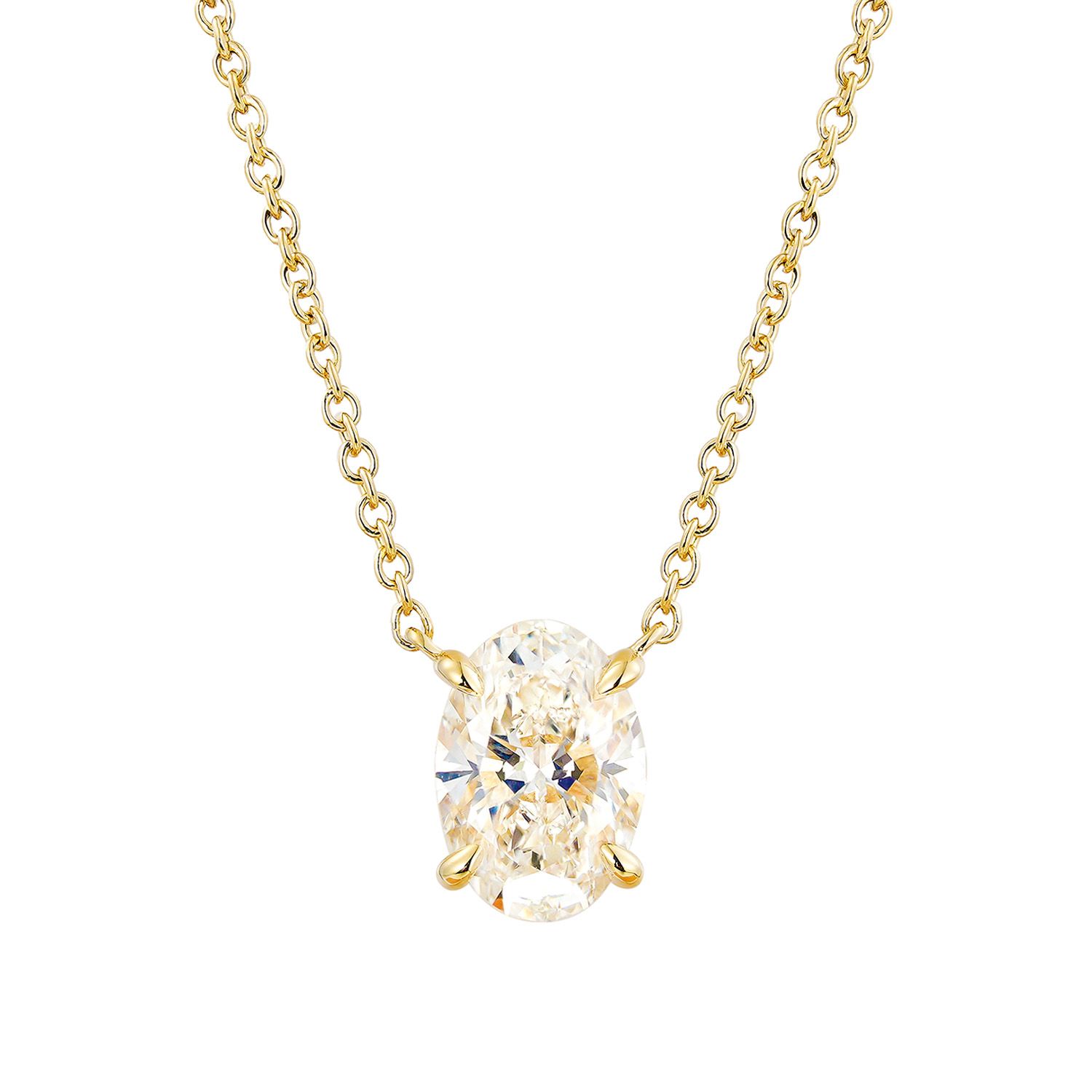 IGI Certificate 14K Yellow/White Gold Oval-Shape Lab Grown Diamond Necklace MZ30417, Colour: 14KY-2.59g-1.01ct-LG