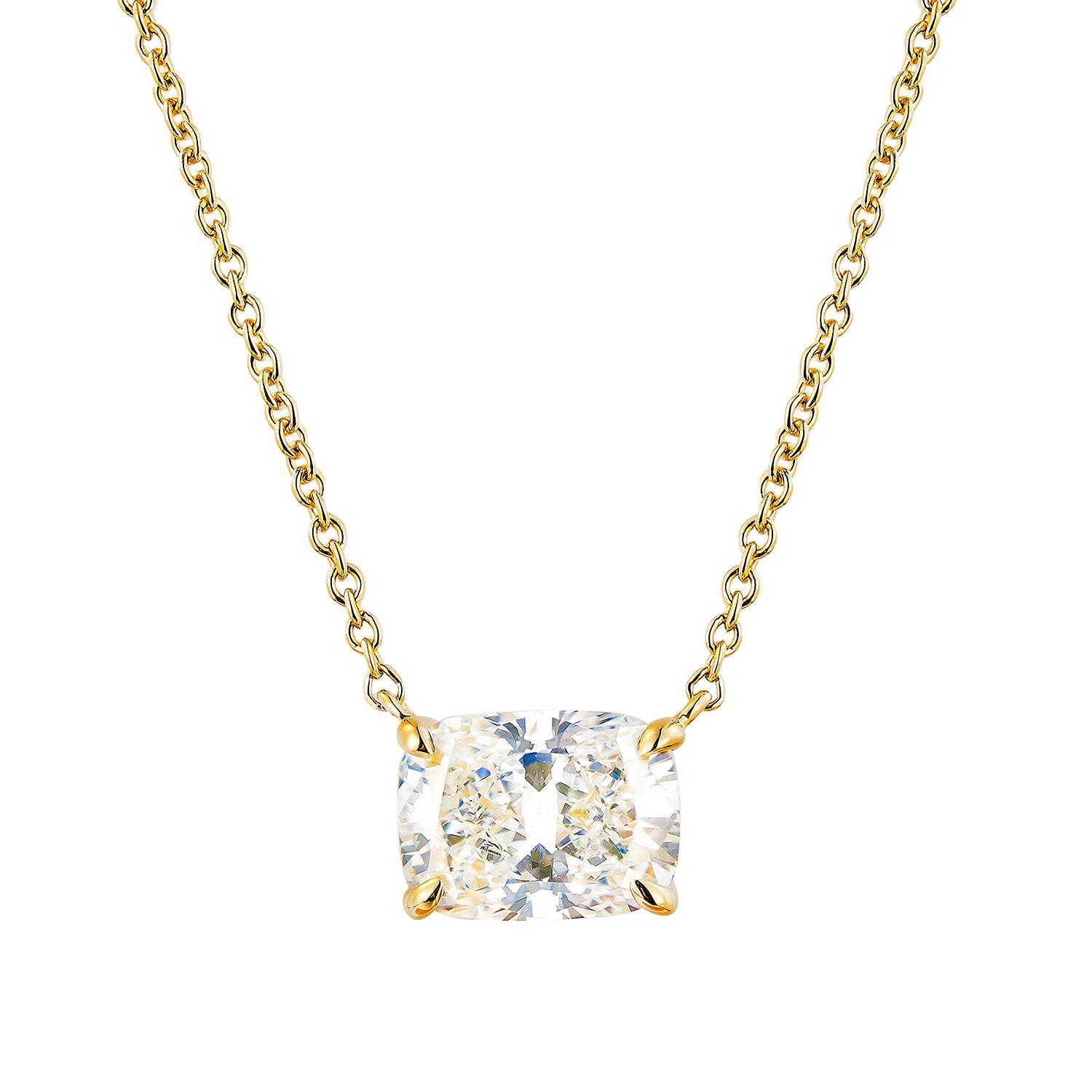 IGI Certificate 14K Yellow Gold Cushion-Cut Lab Grown Diamond Necklace MZ30418, Colour: 14KY-2.13g-1.05ct-LG