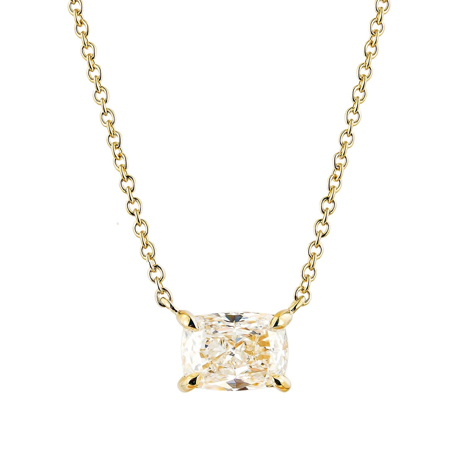 IGI Certificate 14K Yellow Gold Radiant-Cut Lab Grown Diamond Necklace MZ30424, Colour: 14KY-2.32g-1.02ct-LG