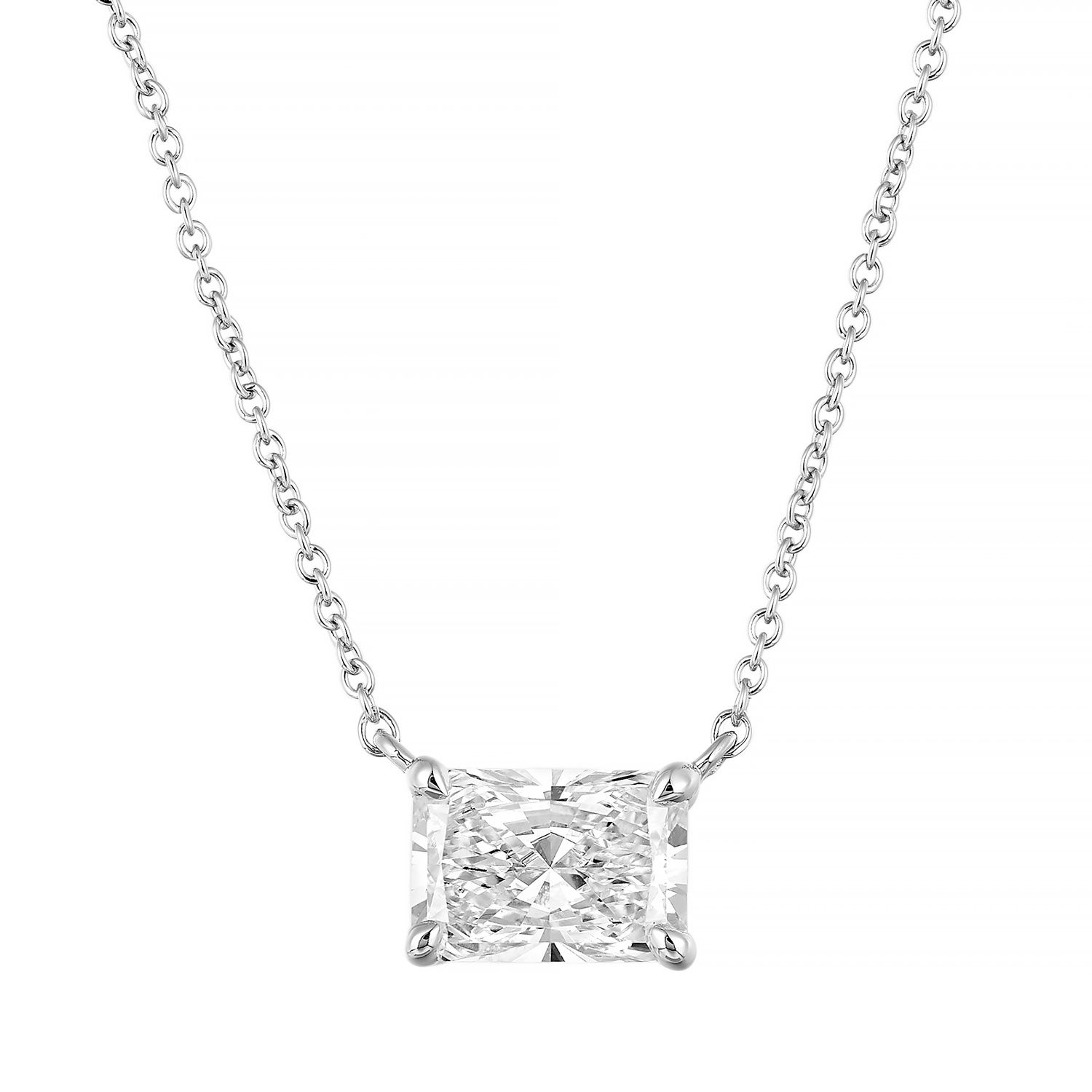 IGI Certificate 14K Yellow Gold Radiant-Cut Lab Grown Diamond Necklace MZ30424, Colour: 14KW-2.32g-1.02ct-LG