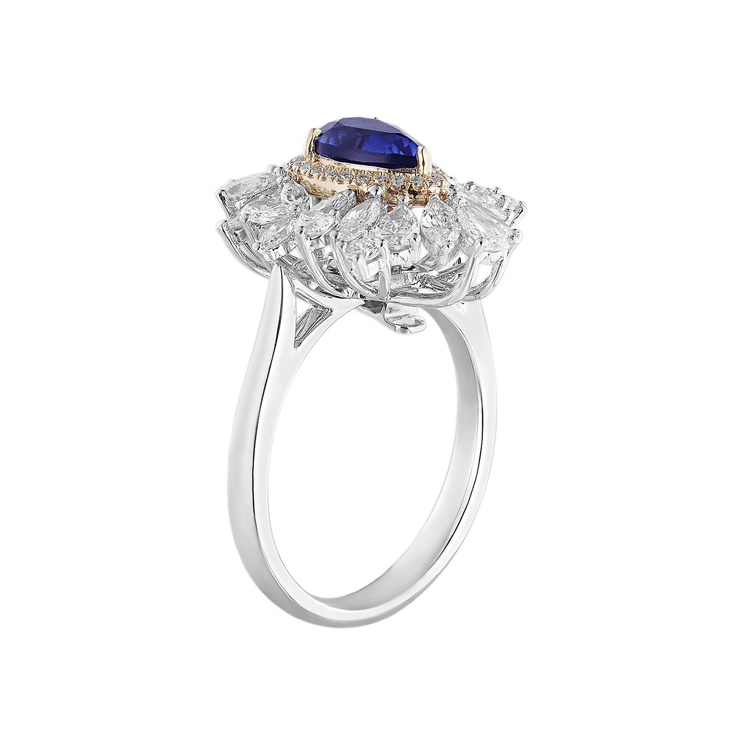 14K Yellow/White Gold Lab Grown Diamond Sapphire Two-in-One Design Engagement Ring Pendent MZ2463, Colour: 14KWY-5.69g-2.578ct-LG