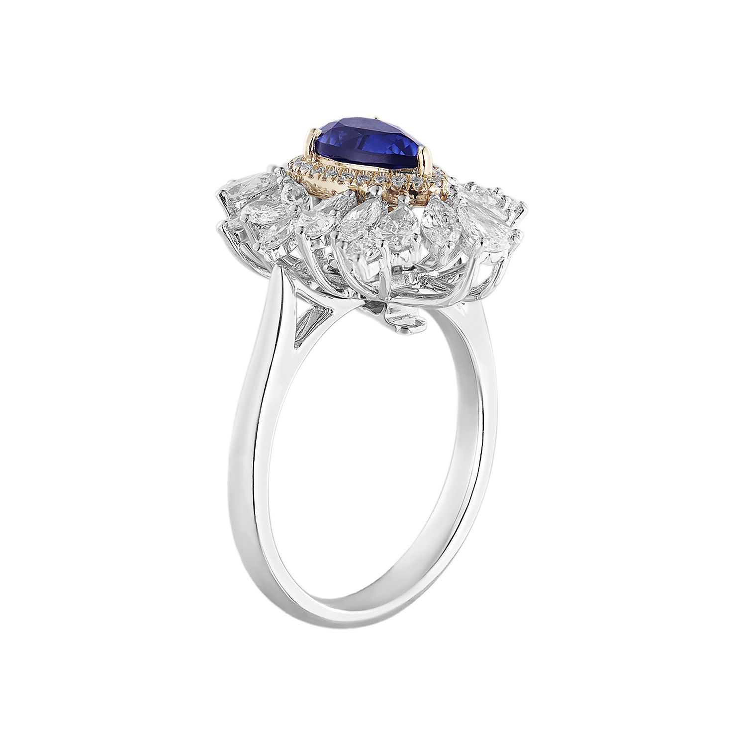 14K Yellow And White Gold Lab Grown Diamond Sapphire Two-in-One Design Engagement Ring Pendent MZ2463, Colour: 14KWY-5.69g-2.578ct-LG