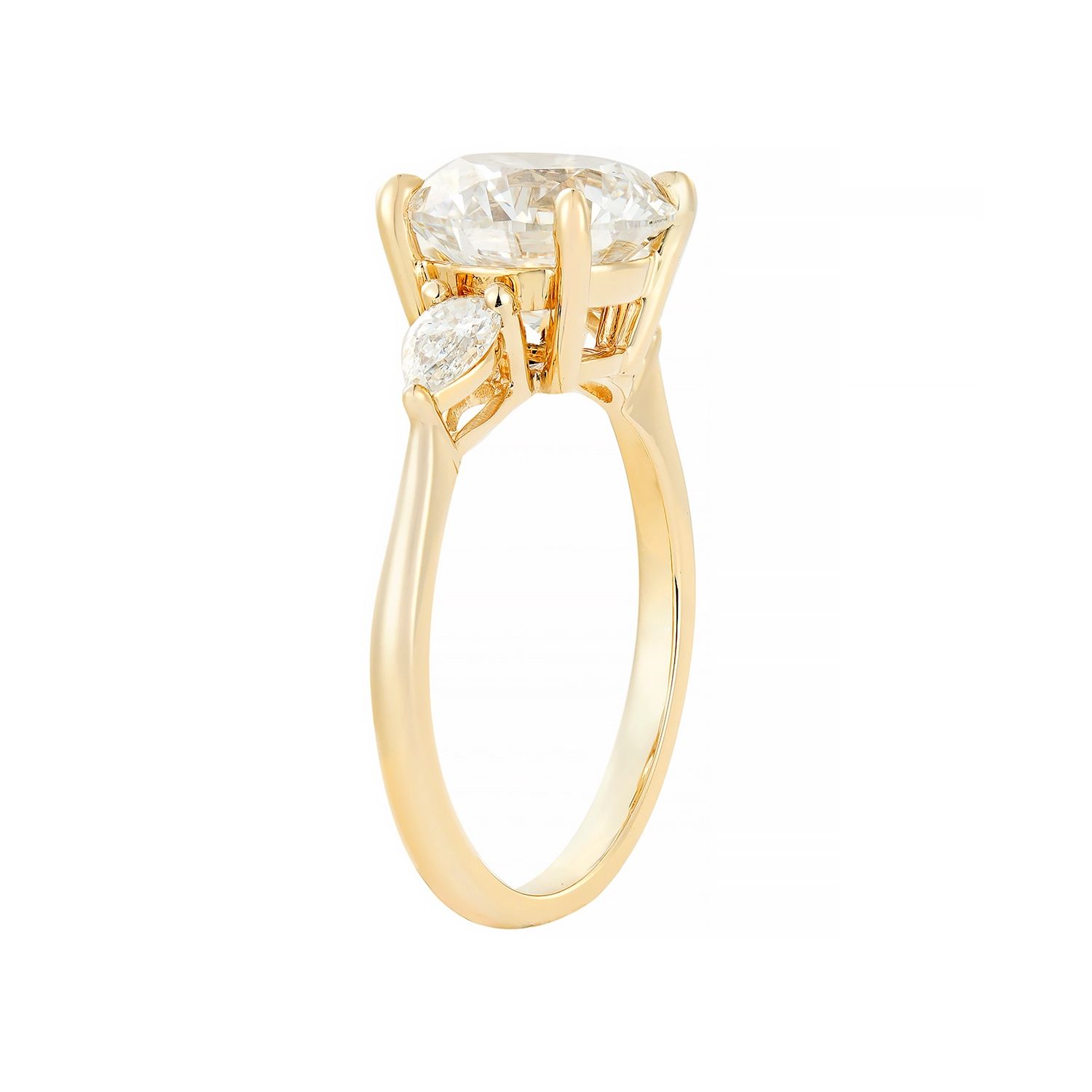 IGI Certificate 14K Yellow/White Gold Lab Grown Diamond Three Stone Engagement Ring MZ30458, Colour: 14KY-3.35g-3.392ct-LG