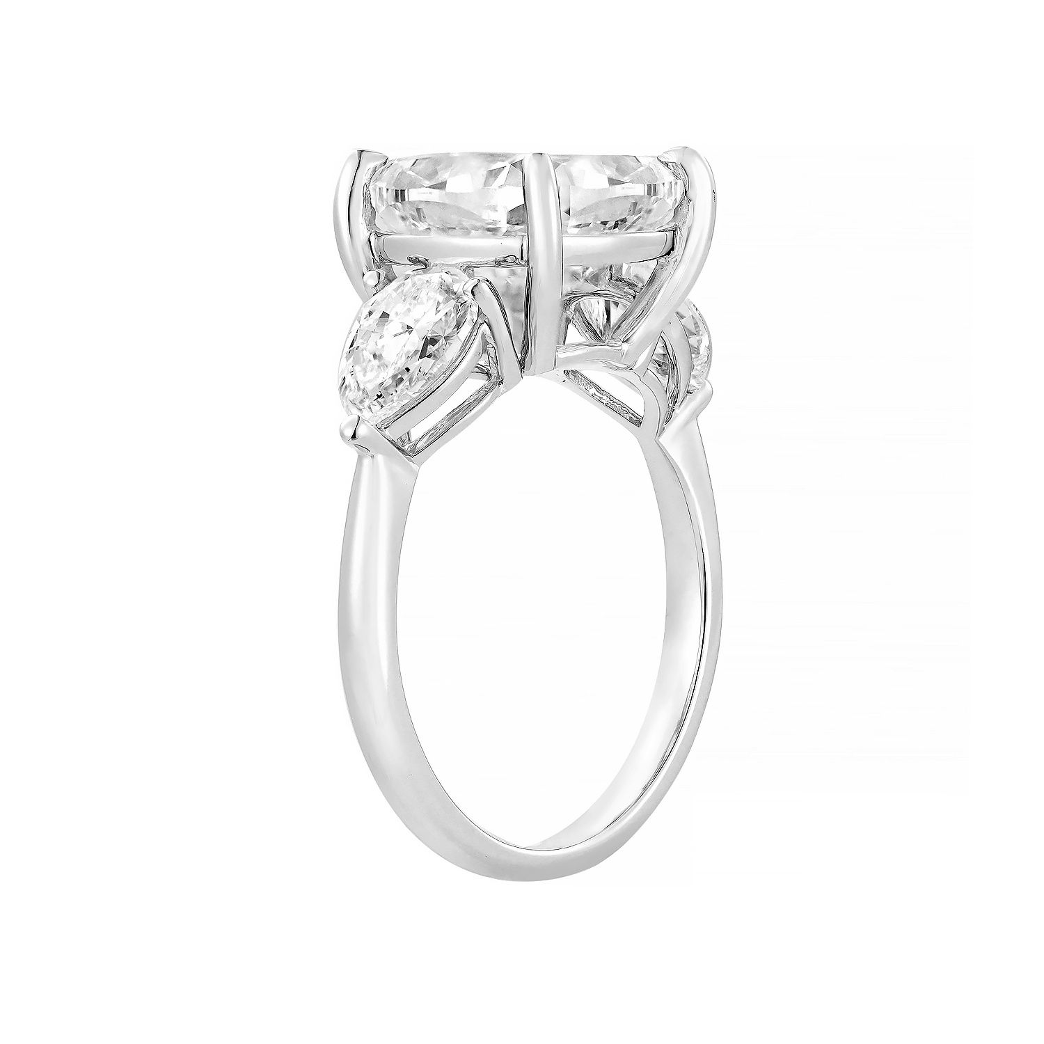 IGI Certificate 14K Yellow/White Gold Cushion-Shape Lab Grown Diamond Three Stone Engagement Ring MZ13229, Colour: 14KW-4.08g-5.514ct-LG