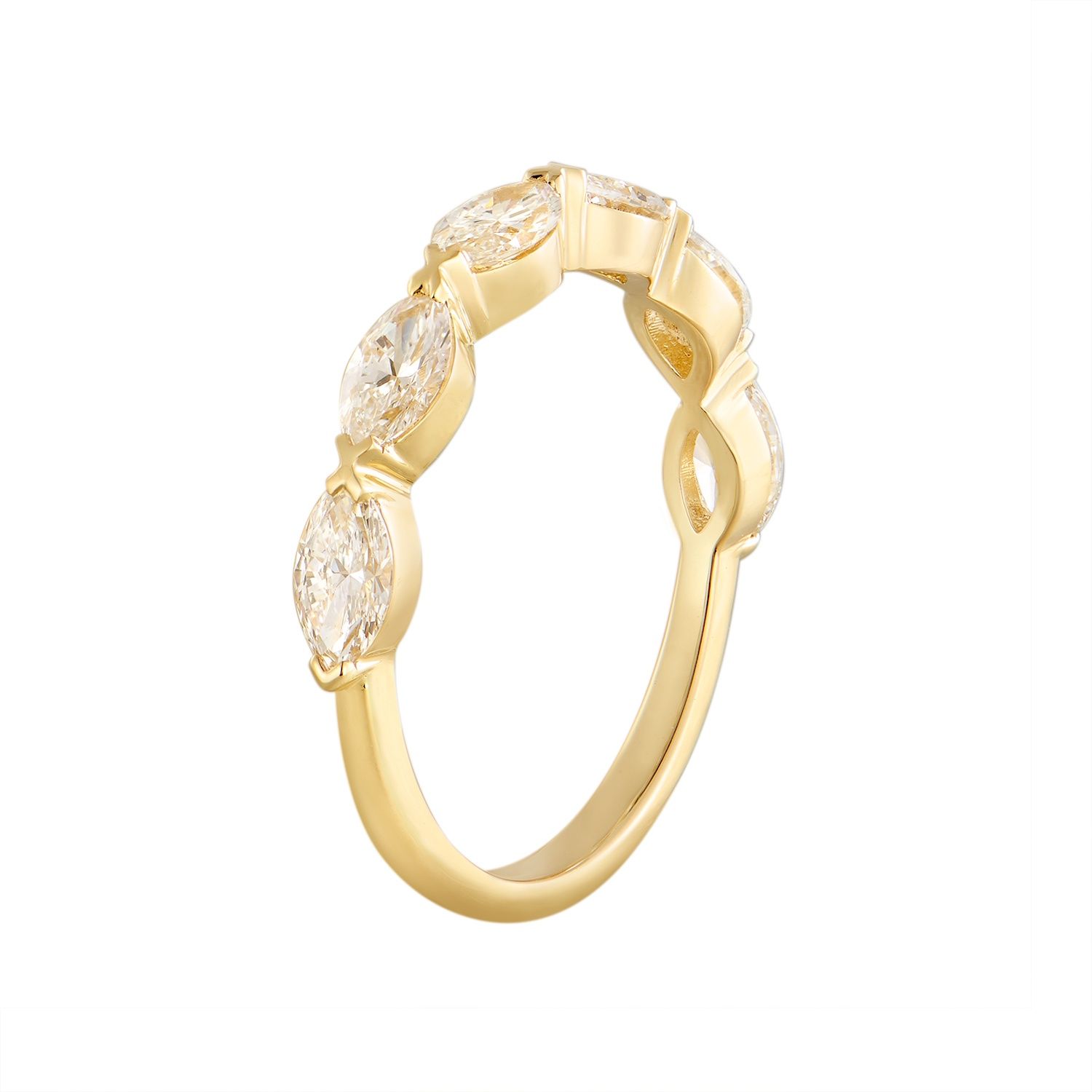 14K White/Yellow Gold Lab Grown Marquise Diamond Wedding Band MZ30033