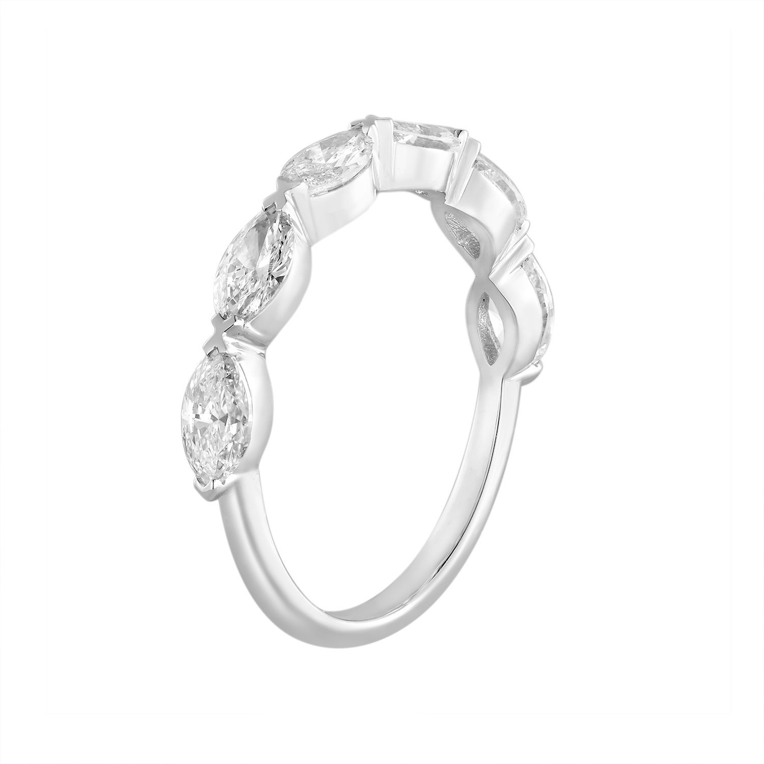 14K White/Yellow Gold Lab Grown Marquise Diamond Wedding Band MZ30033, Colour: 14KW-2.04g-0.947ct-LG