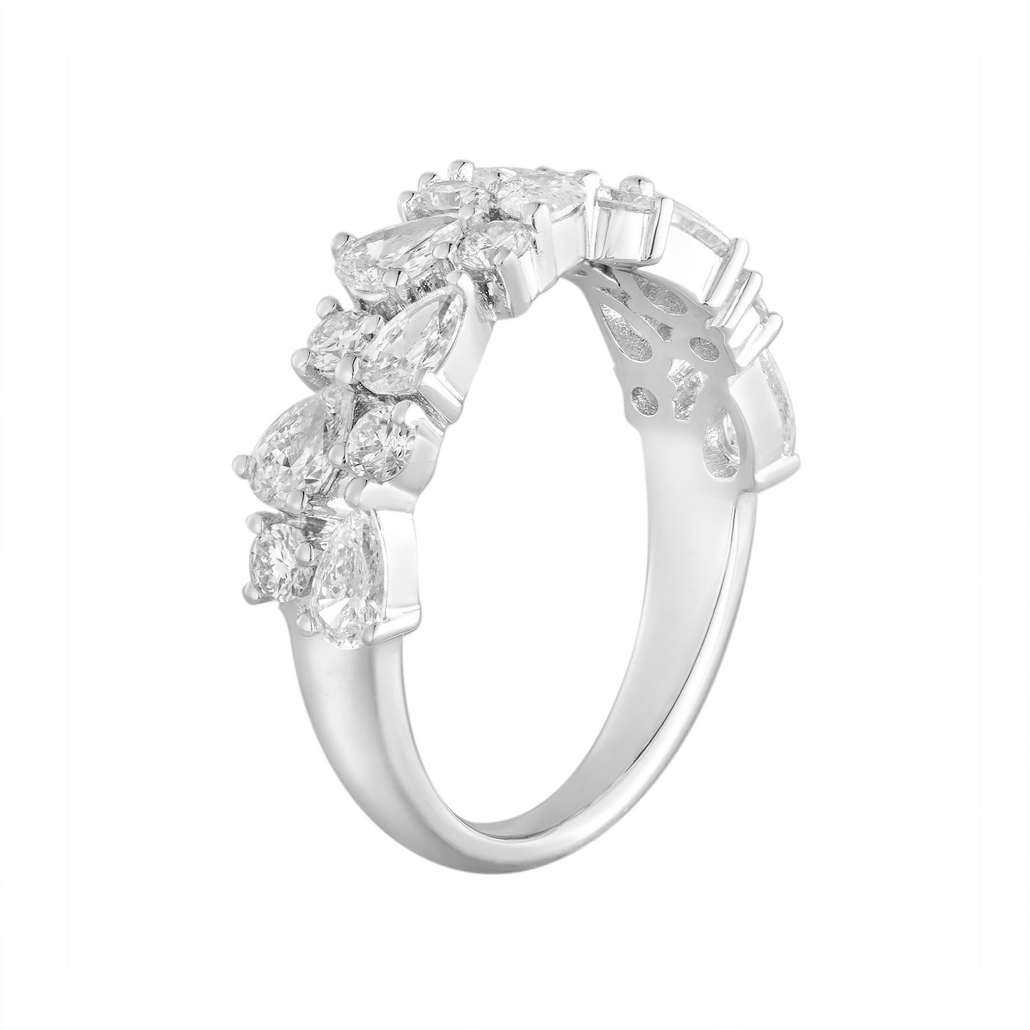 14K White Gold Lab Grown Diamond Wedding Band MZ12182, Colour: 14KWhite-3.52g-1.444ct-LG