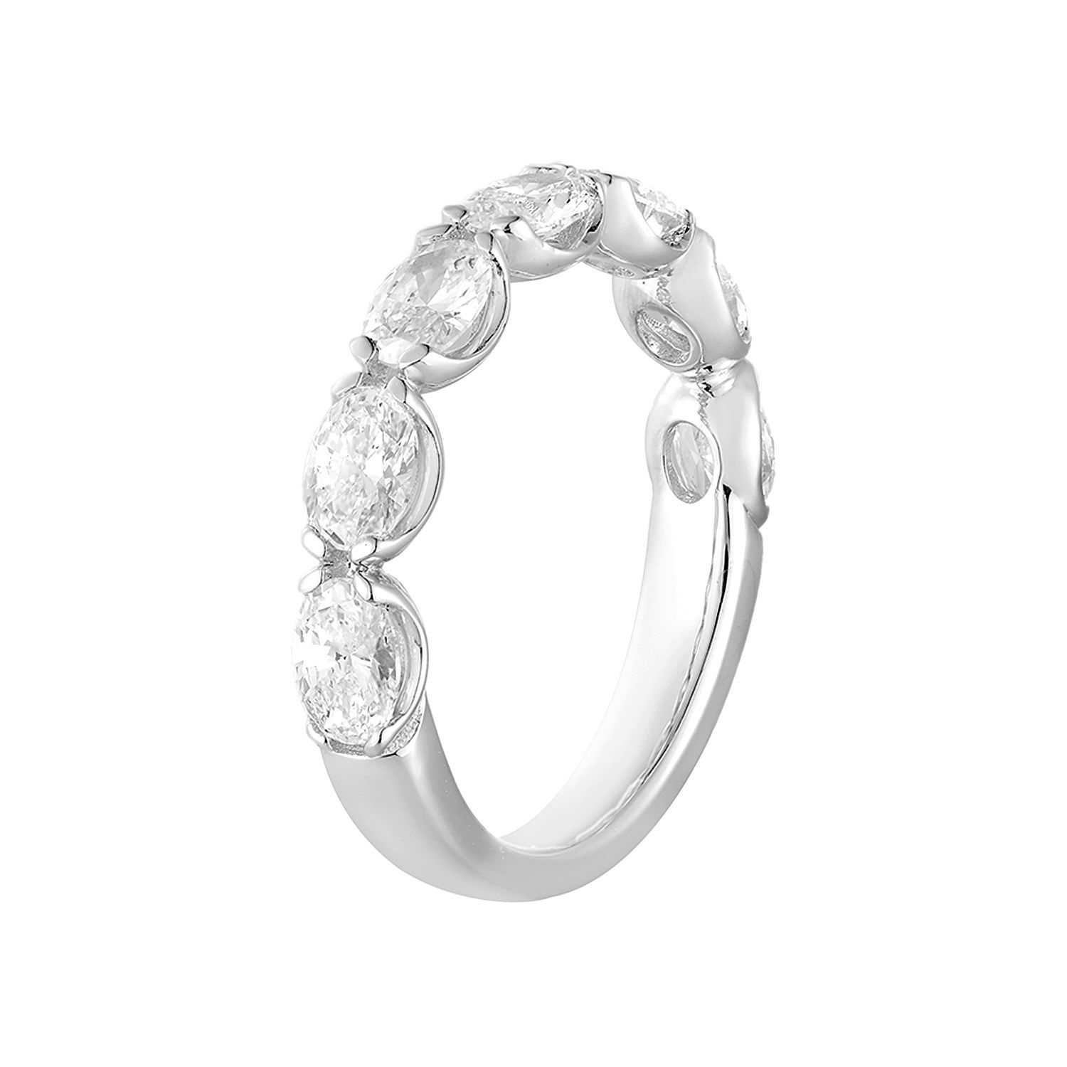 14K White/Yellow  Gold Oval Lab Grown Diamond Wedding Band MG-03, Colour: 14KWhite-3.36g-1.413ct-LG