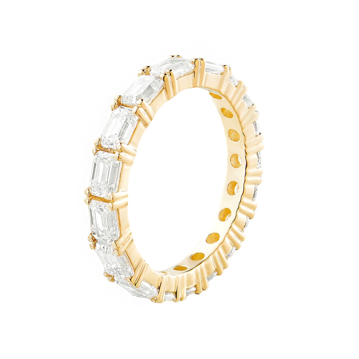 14K Yellow Gold Emerald Lab Grown Diamond Eternity Band MZ30016, Colour: 14KYellow-3.17g-2.939ct-LG