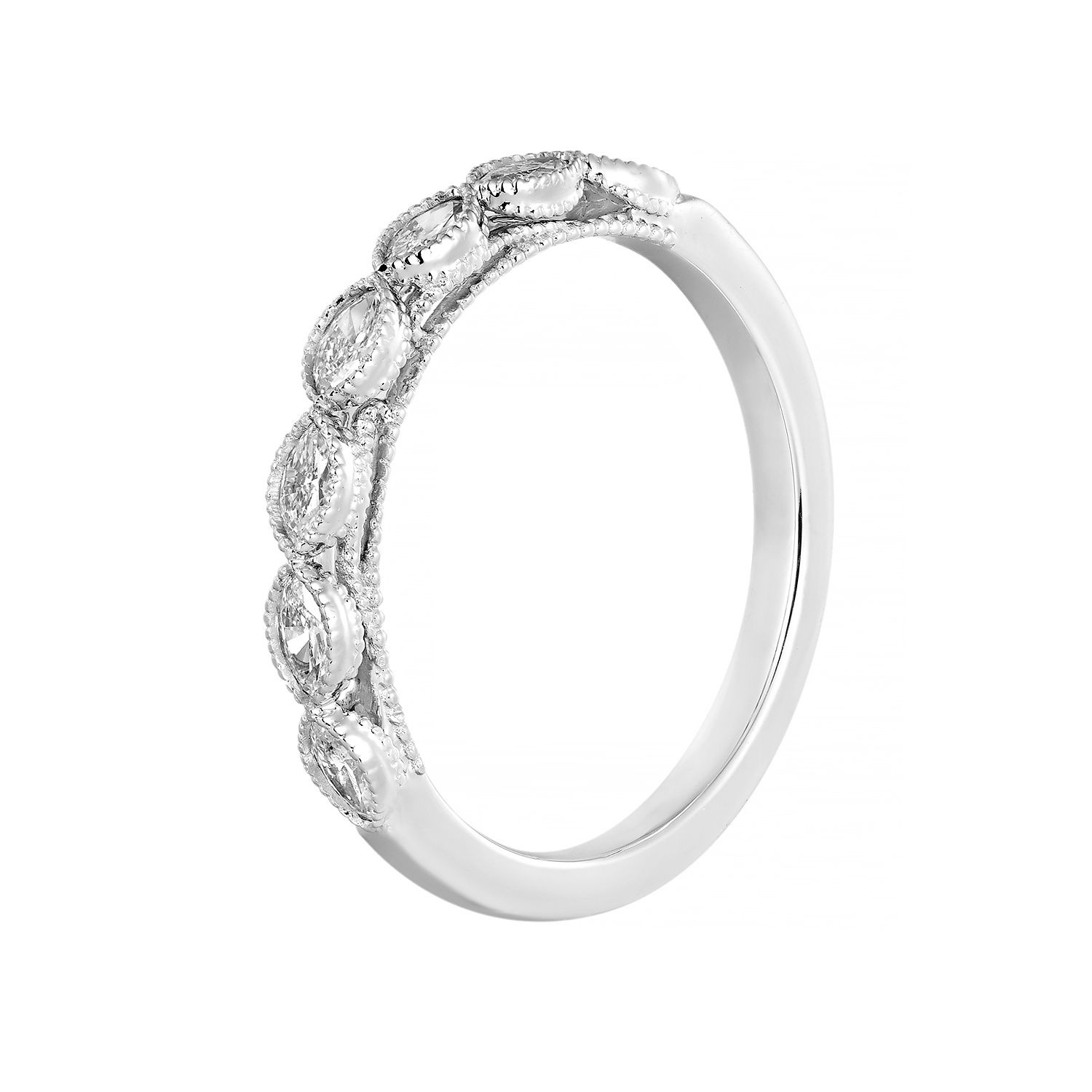 14K White/Yellow Gold Lab Grown Marquise Diamond Wedding Band MZ2569, Colour: 14KW-2.35g-0.382ct-LG