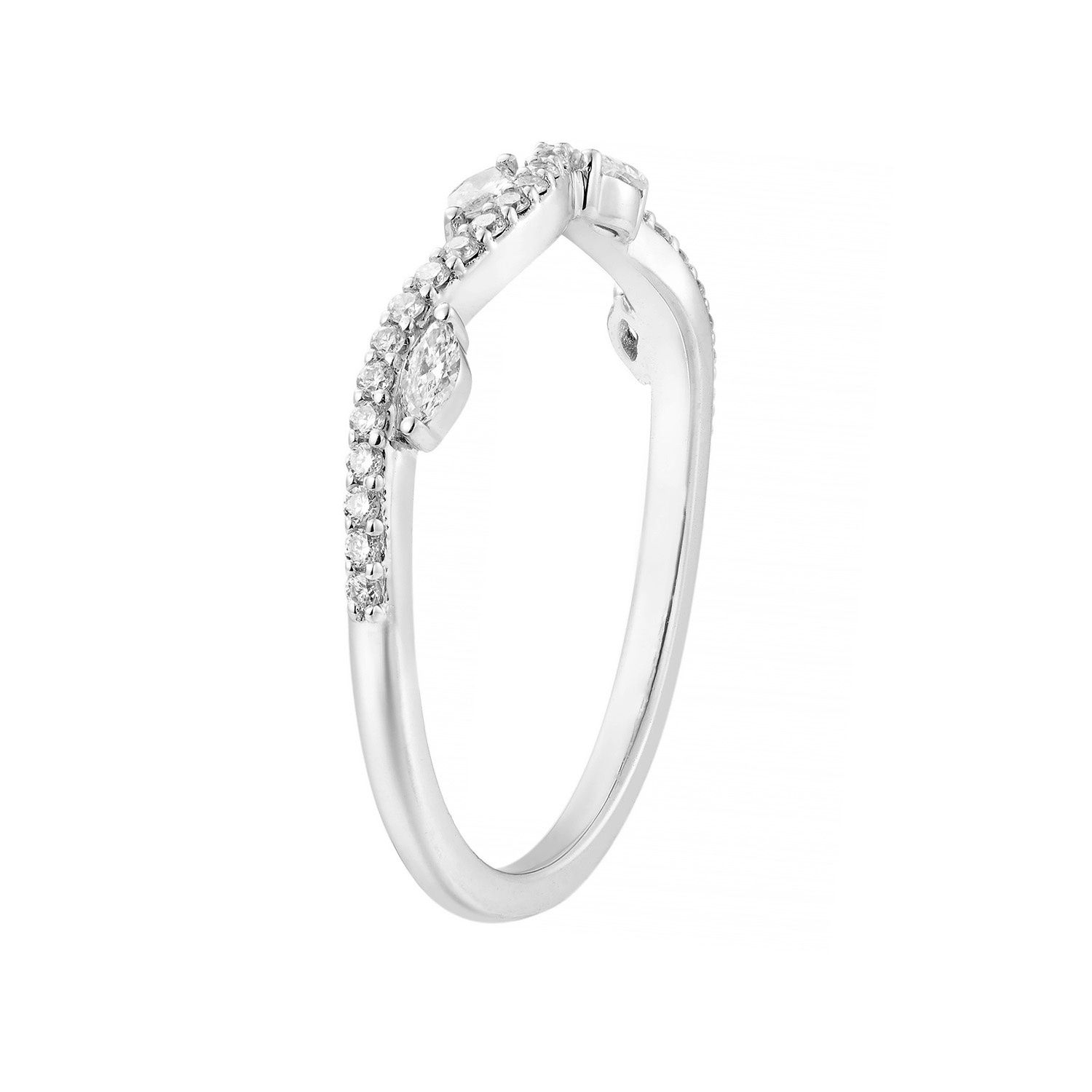 14K White/Yellow Gold Lab Grown Marquise Diamond Wedding Band MZ2585, Colour: 14KW-1.68g-0.247ct-LG