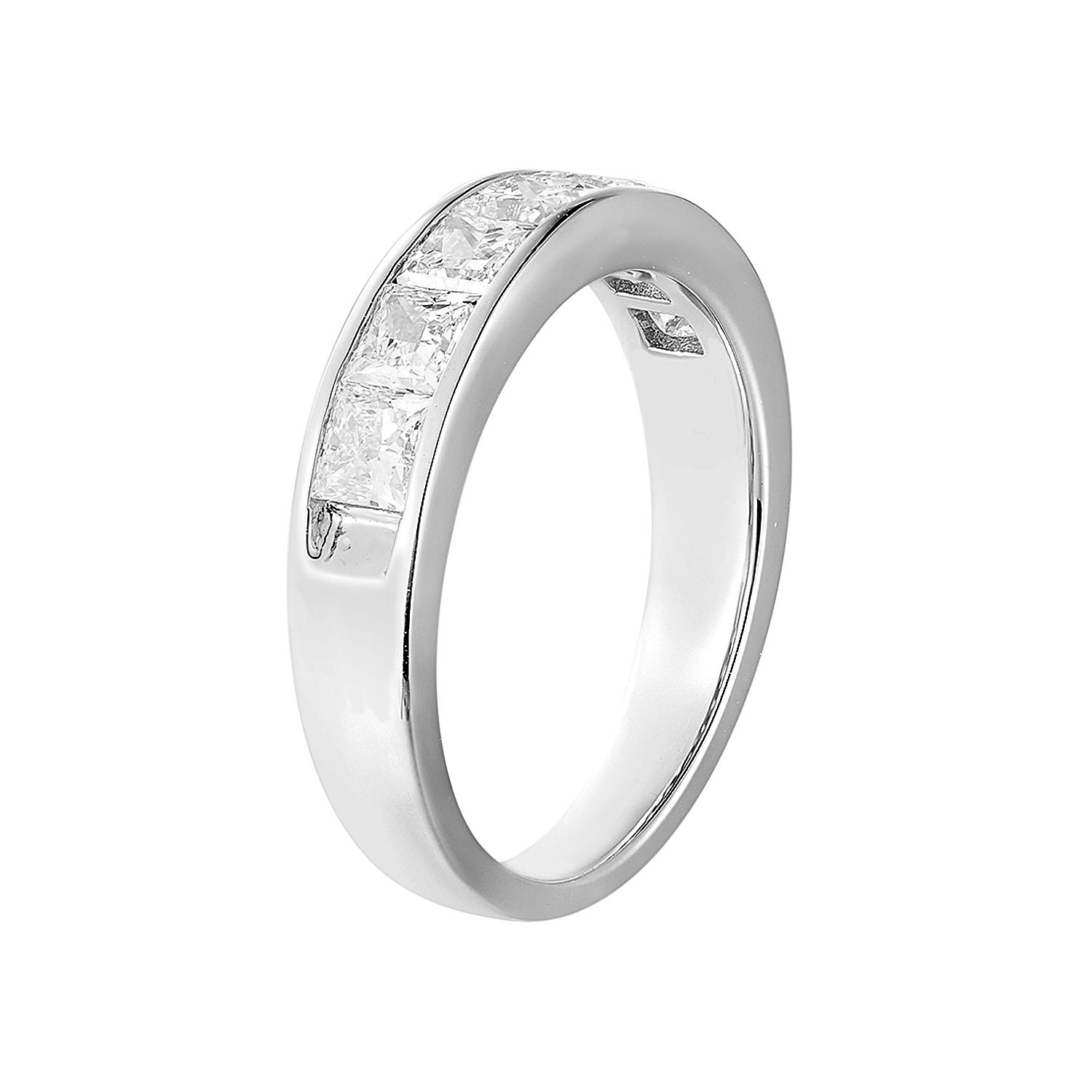 14K White/Yellow Gold Lab Grown Princess-Cut Diamond Wedding Band MG-19, Colour: 14KW-4.24g-1.634ct-LG