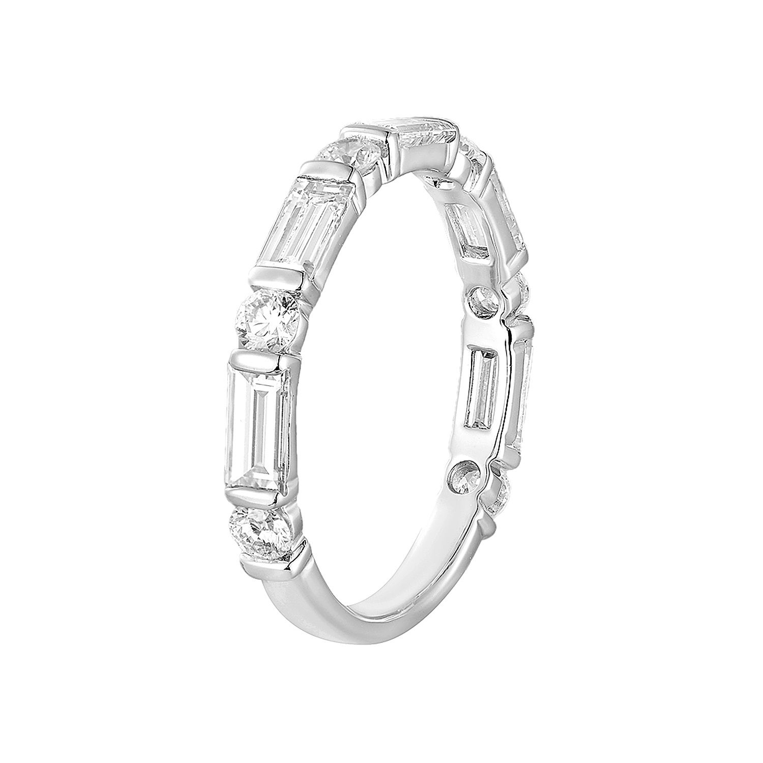 14K White/Yellow Gold Lab Grown Baguette Diamond Wedding Band MG-12, Colour: 14KW-1.88g-1.325ct-LG