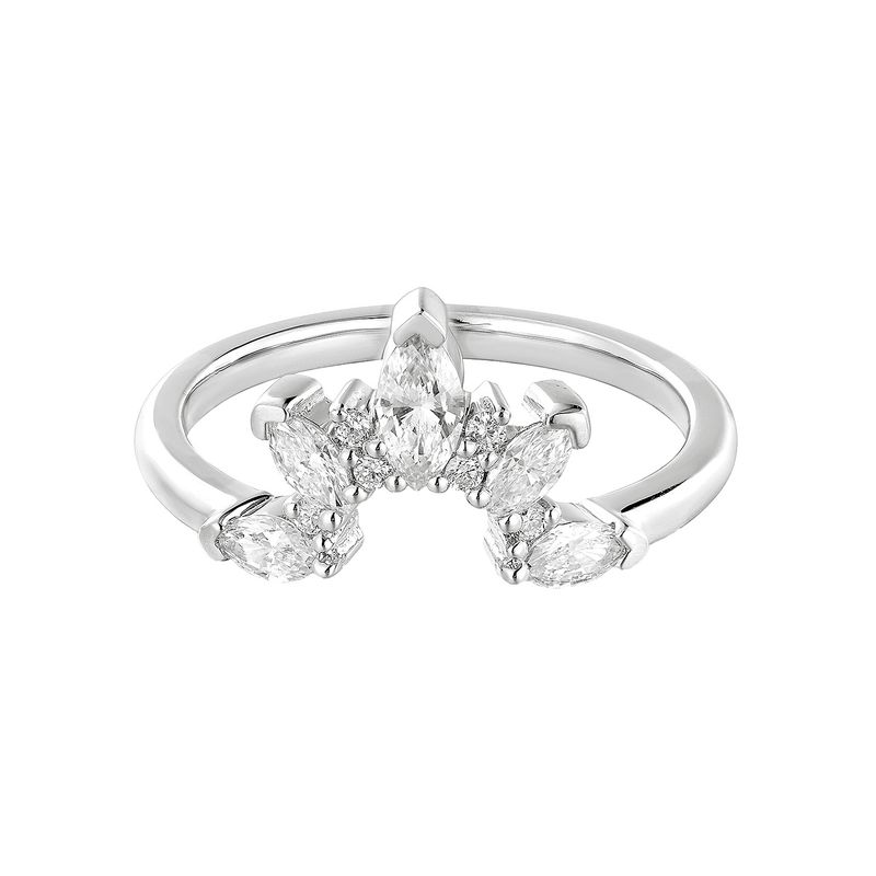 14K White Gold Lab Grown Marquise Diamond Curved Band MZ11664-1