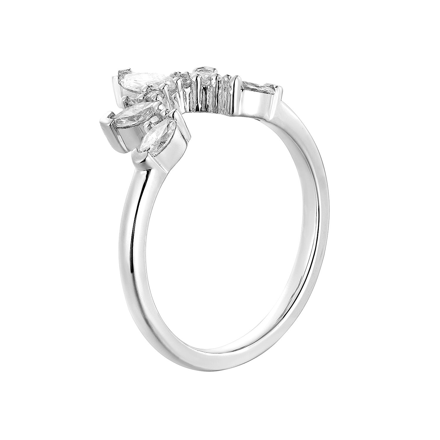 14K White Gold Lab Grown Marquise Diamond Curved Band MZ11664-1, Colour: 14KW-2.84g-0.598ct-LG