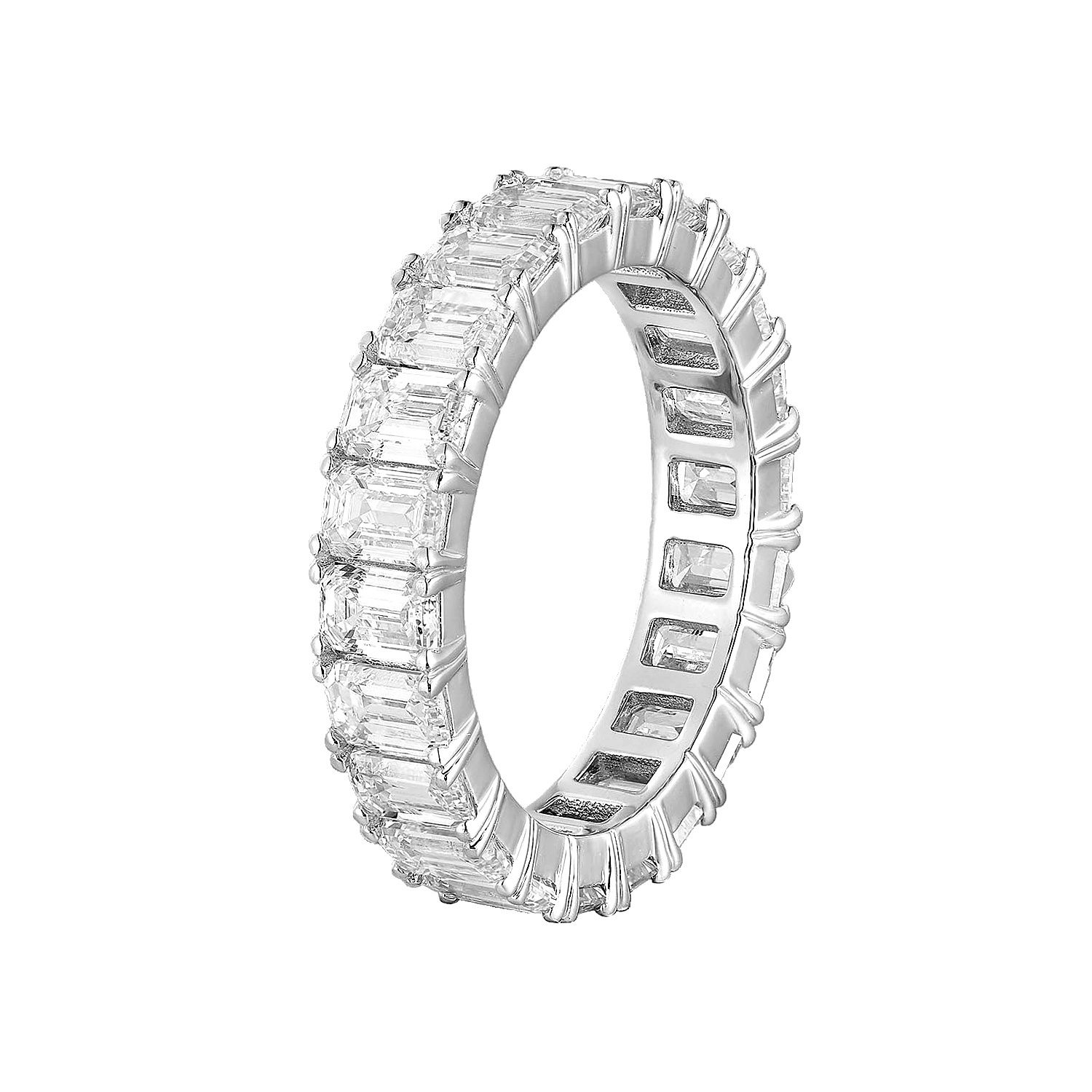 14K White/Yellow Gold Lab Grown Emerald-Cut Diamond Eternity Band MZ73193, Colour: 14KW-3.42g-4.863ct-LG