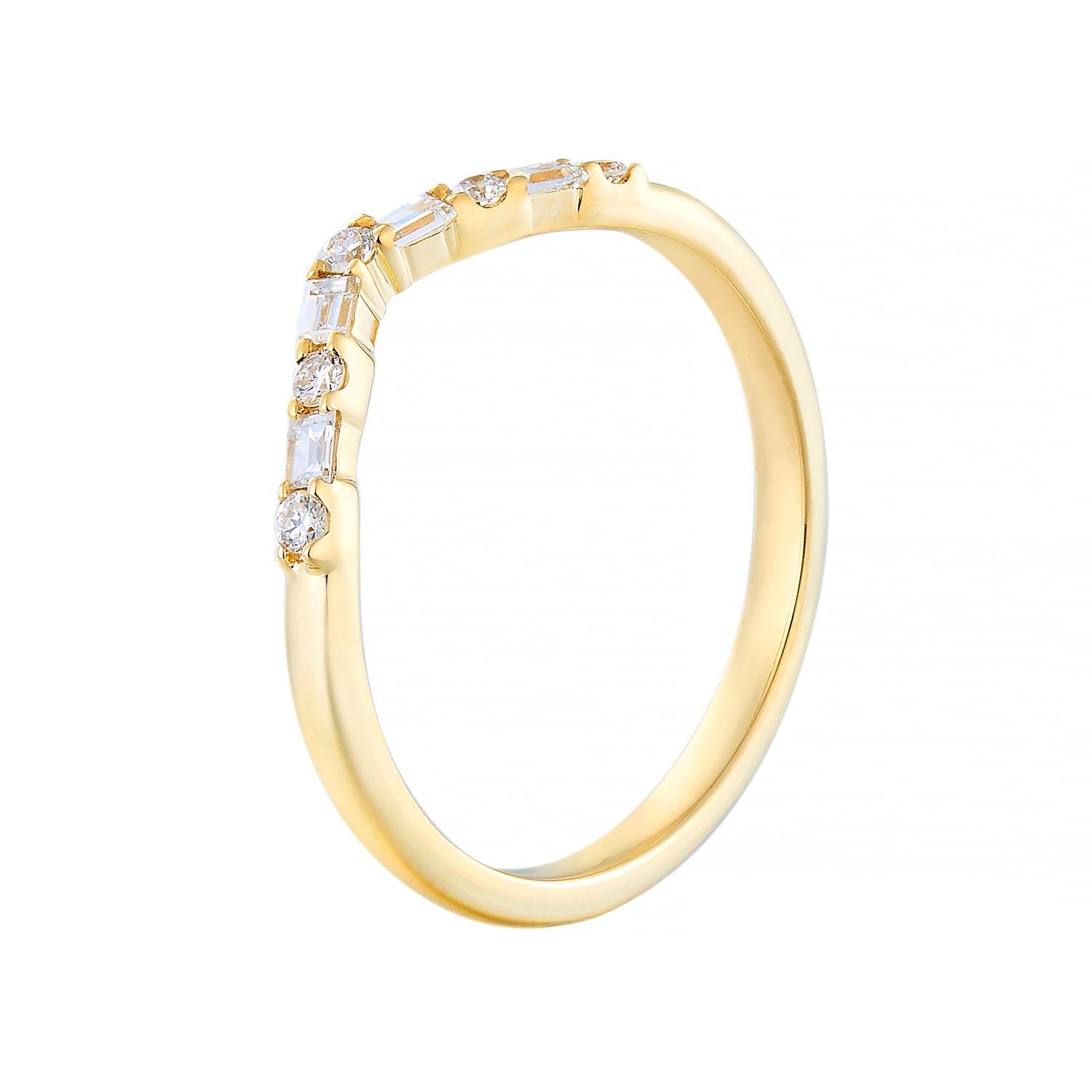 14K Yellow Gold Lab Grown Baguette Diamond Wedding Band MZ2566