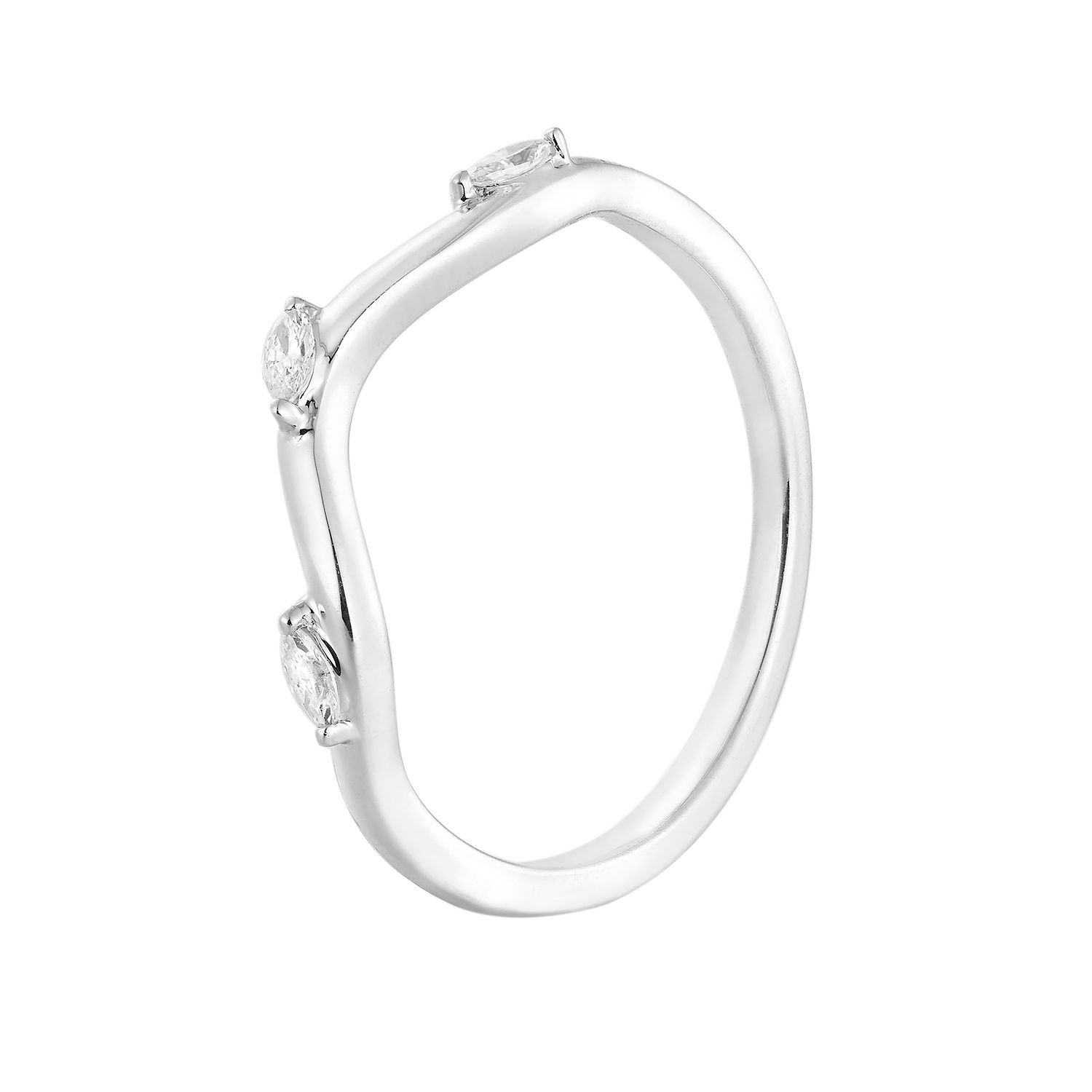 14K White Gold Lab Grown Marquise Diamond Wedding Band MZ2581