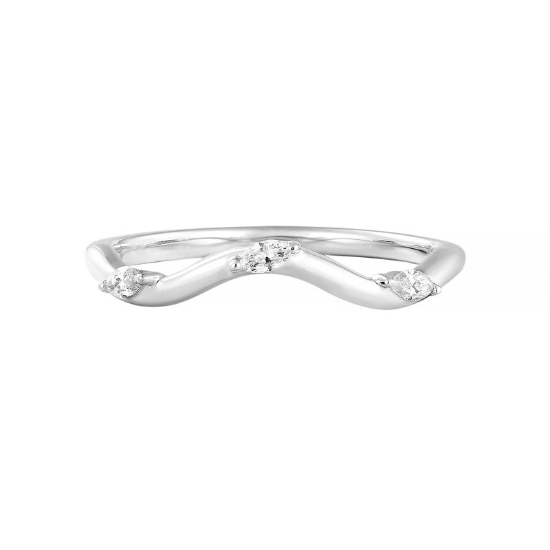 14K White Gold Lab Grown Marquise Diamond Wedding Band MZ2581