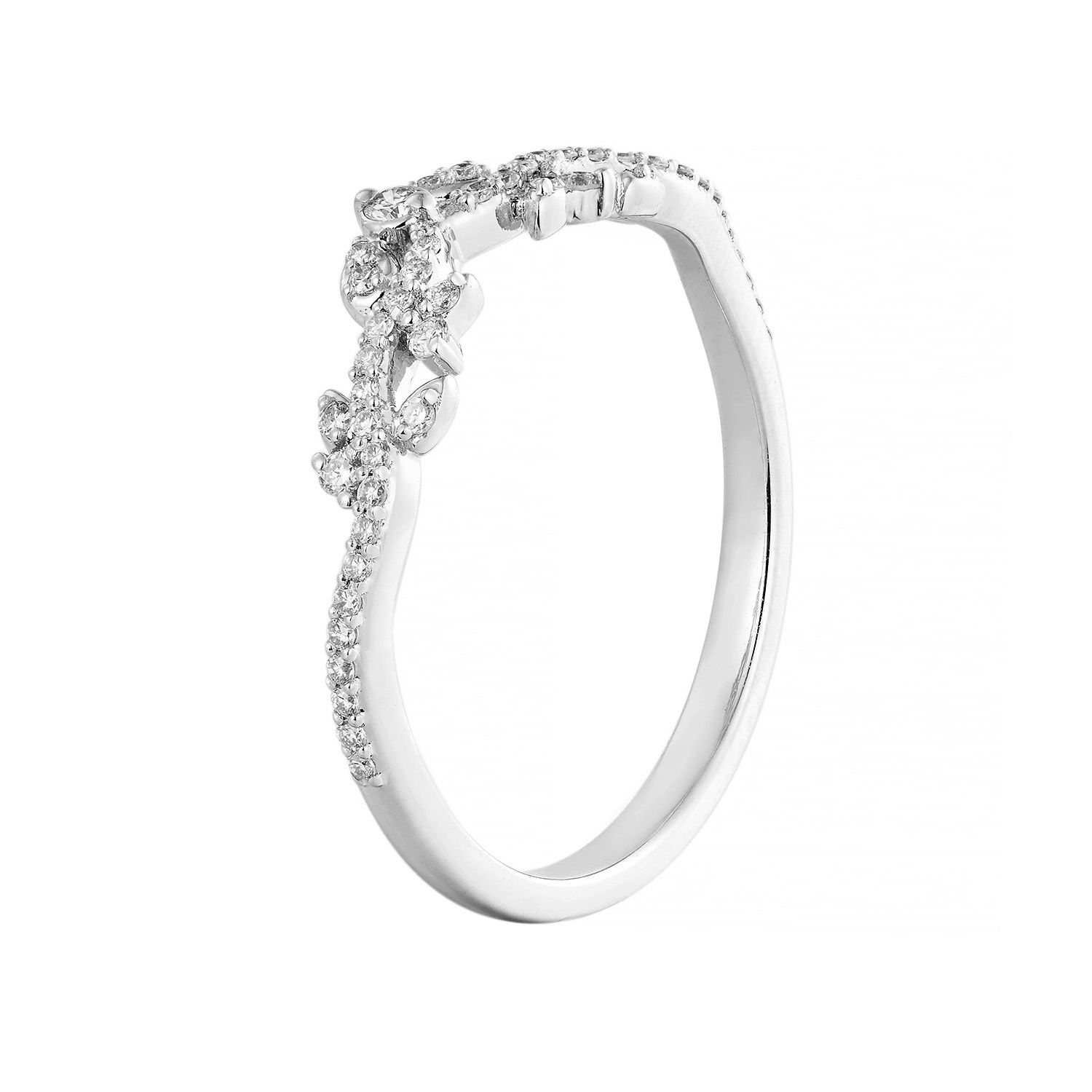 14K White Gold Lab Grown Round Diamond Wedding Band MZ2589