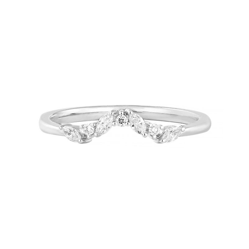 14K White Gold Lab Grown Marquise Diamond Wedding Band MZ2580