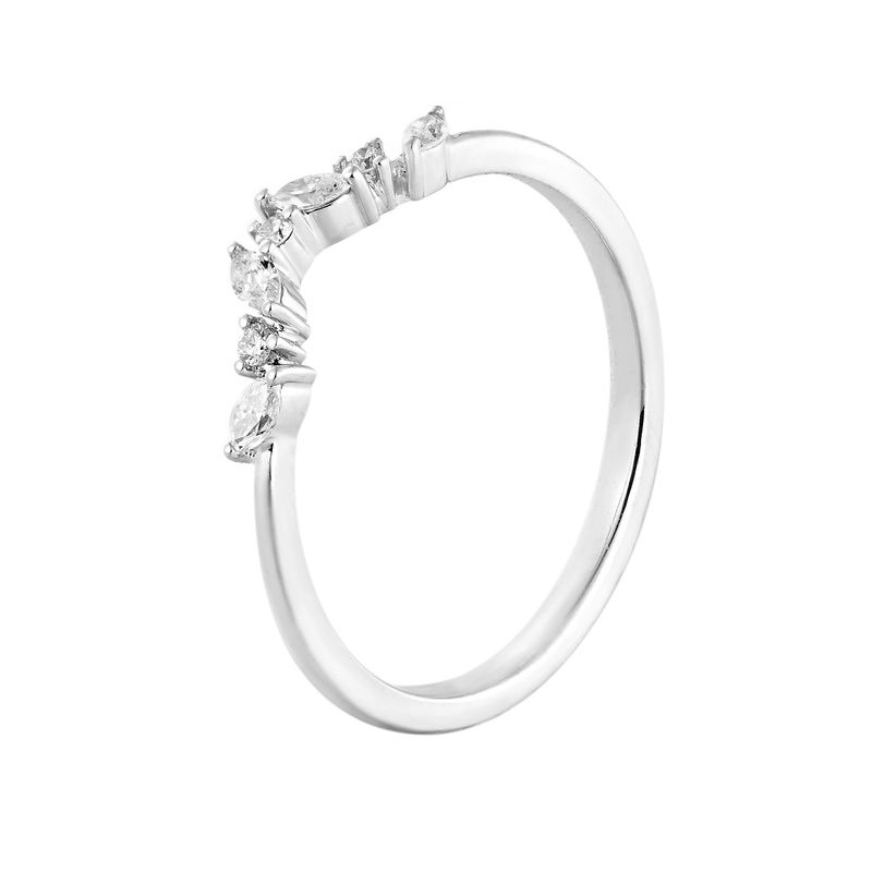 14K White Gold Lab Grown Marquise Diamond Wedding Band MZ2580