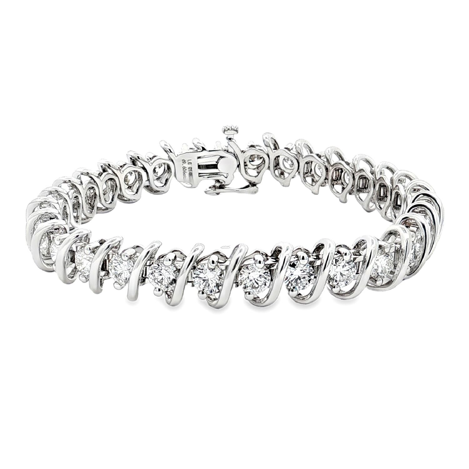 14K White/Yellow Gold Lab Grown Round Diamond Bracelet MZ10336, Colour: 14KW-25.58g-9.606ct-LG