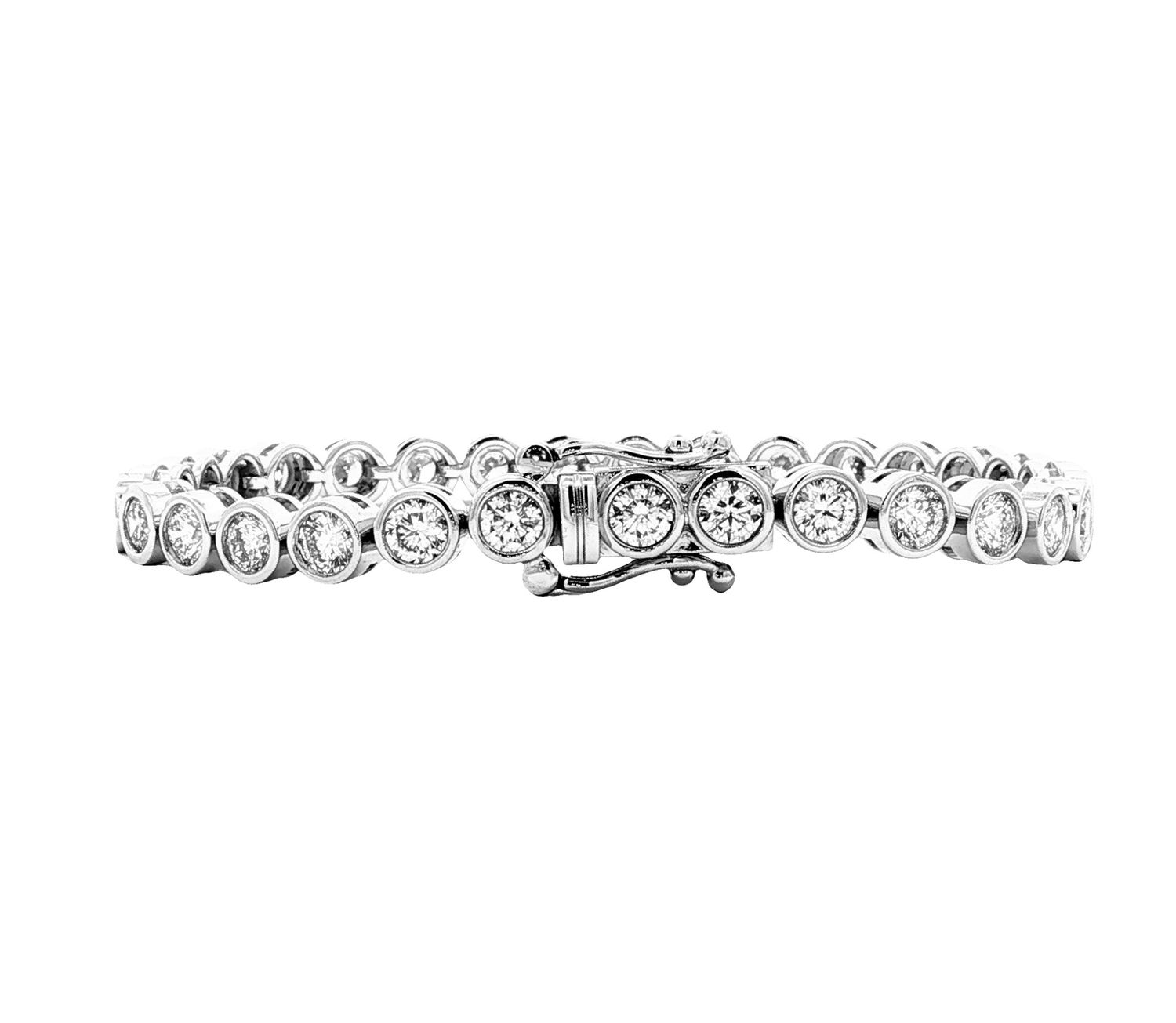 14K White/Yellow Gold Lab Grown Diamond Bezel Set Bracelet MZ13263, Colour: 14KW-23.79g-8.162ct-LG