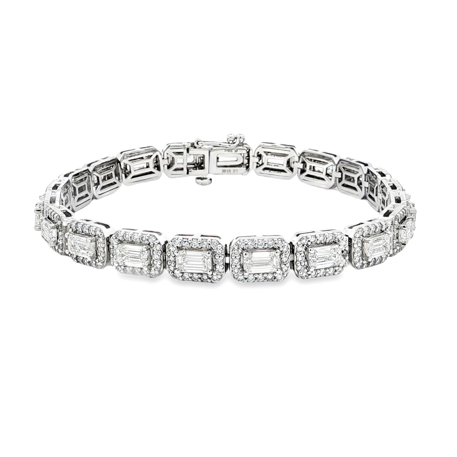 14K White Gold Lab Grown Emerald-cut Diamond Bracelet MZ30454