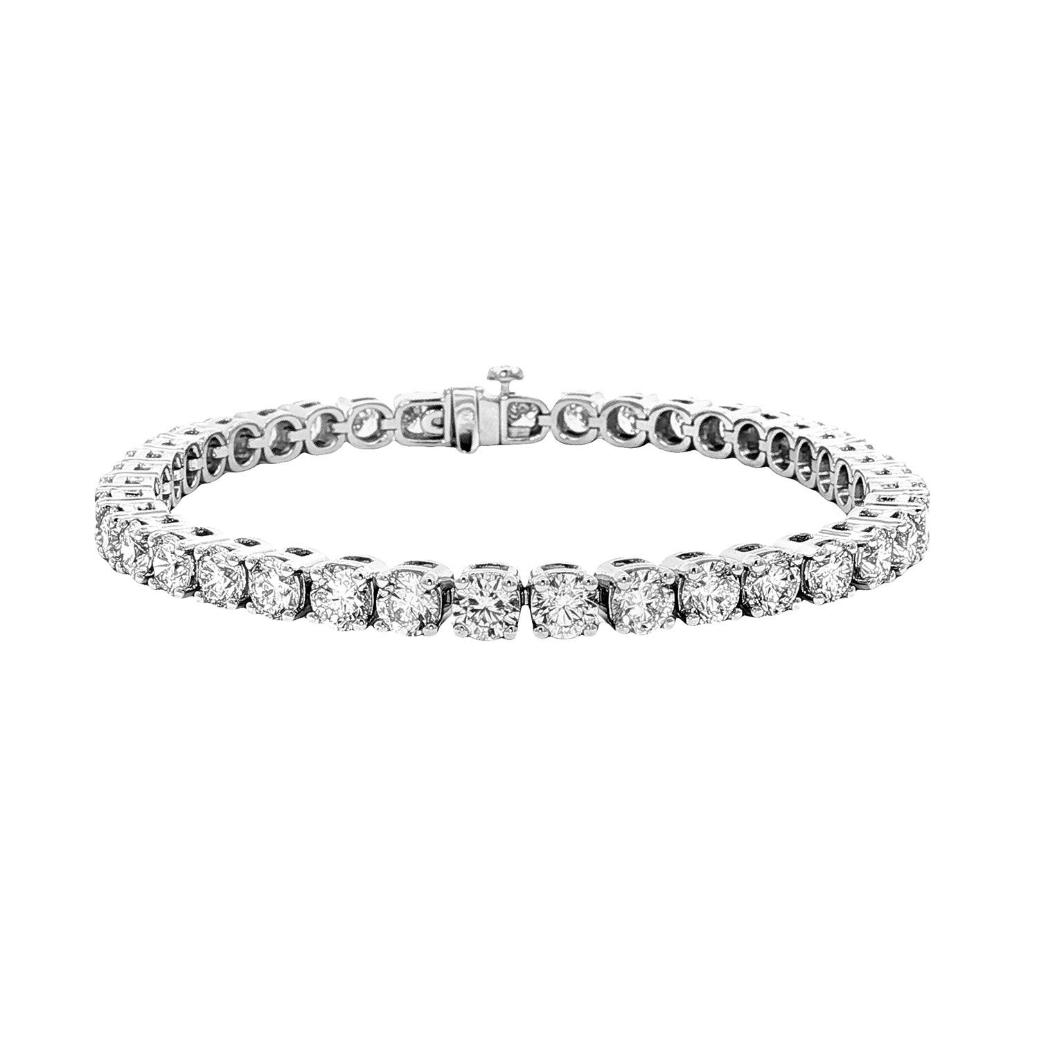 14K White/Yellow Gold Classic Lab Grown Round Diamond Tennis Bracelet MZ30504-10CT, Colour: 14KW-17.48g-11.152ct-LG