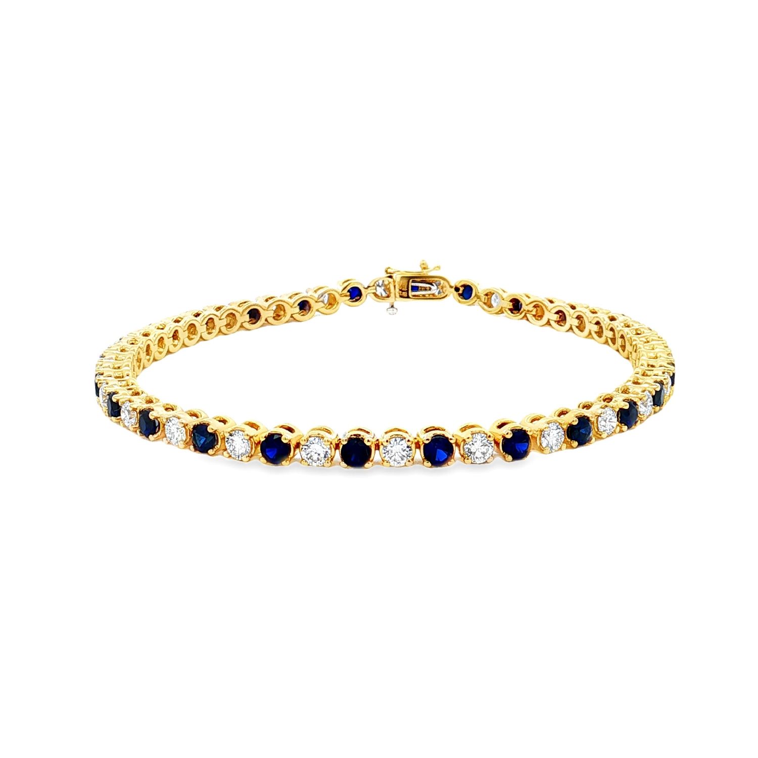 14K White/Yellow Gold Lab Grown Sapphire And Diamond Bracelet MZ30110, Colour: 14KY-11.25g-5.044ct-LG