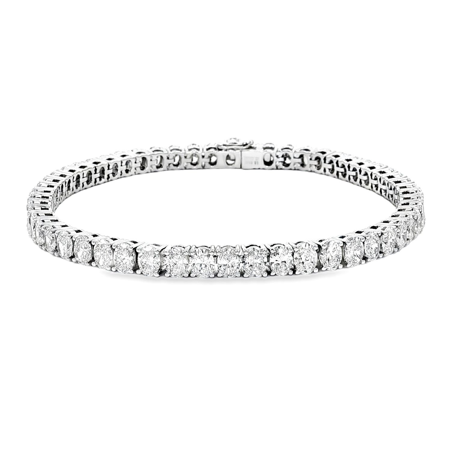 14K White Gold Lab Grown Oval Shape Diamond Bracelet MZ12548, Colour: 14KW-13.23g-7.999ct-LG