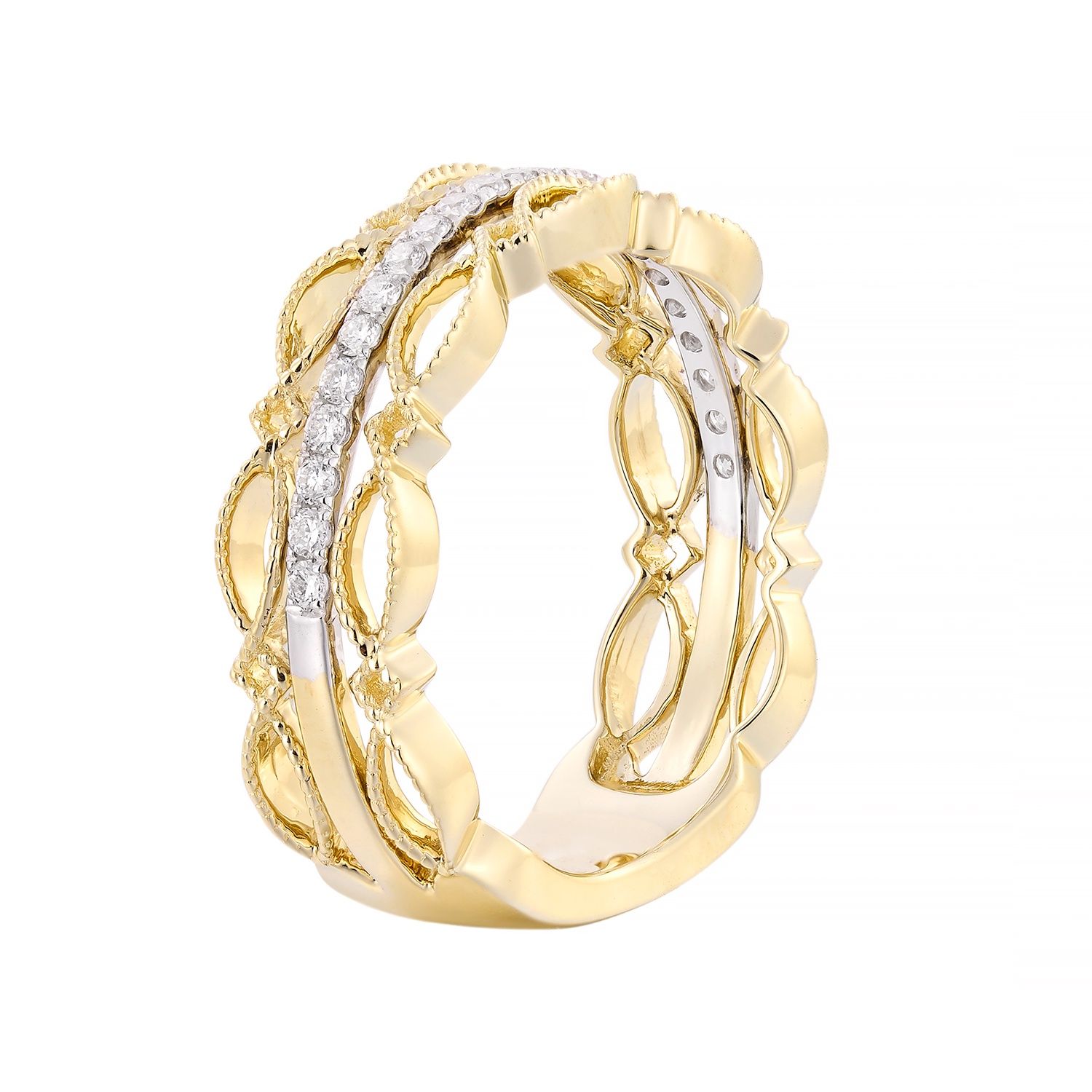 14K Yellow Gold Lab Grown Diamond Wide Band MZ2549