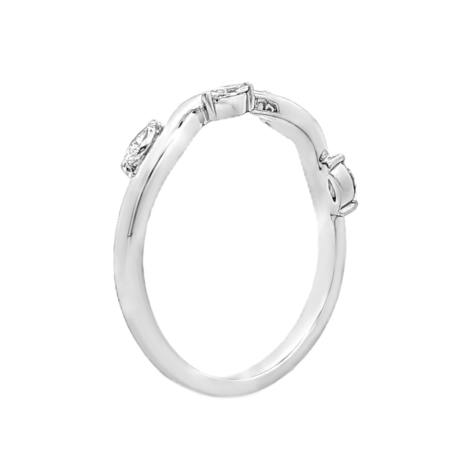 14K Yellow/White Gold Lab Grown Marquise Diamond Wedding Band MZ2565, Colour: 14KW-2.22g-0.165ct-LG