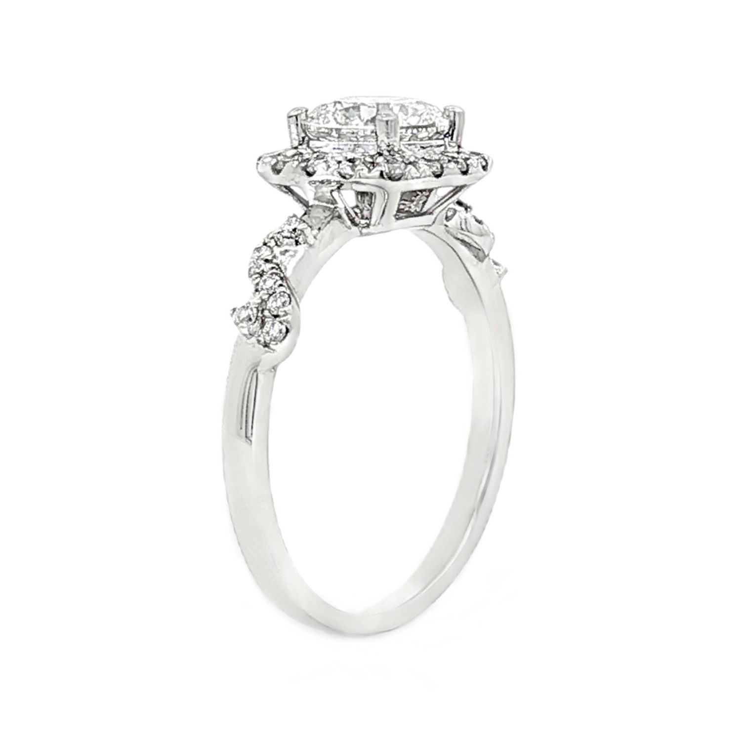 Platinum Lab Grown Round Diamond Halo Size 6.25# Engagement Ring XQ0010