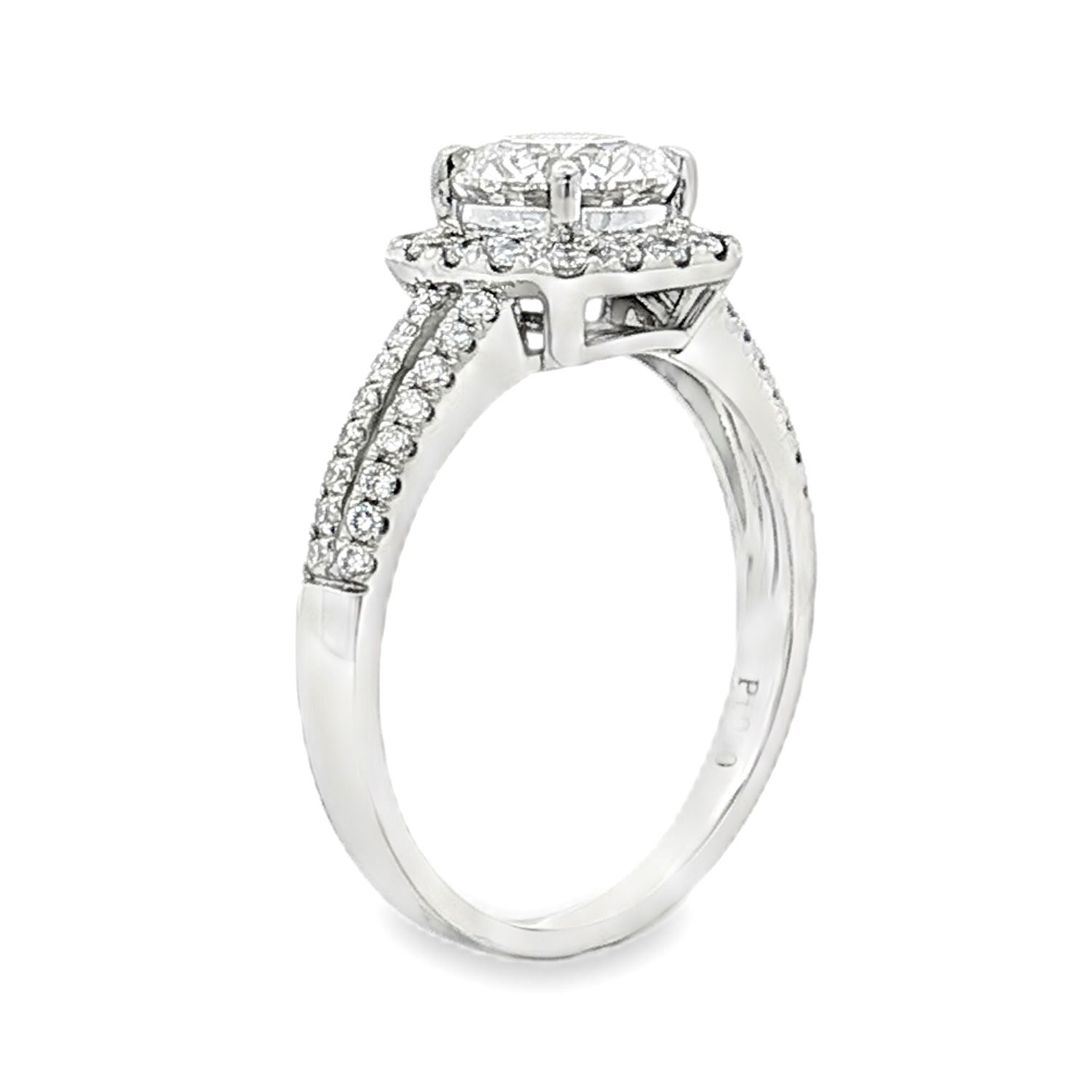 Platinum Lab Grown Round Diamond Cushion Halo Size 6.75# Engagement Ring XQ0015