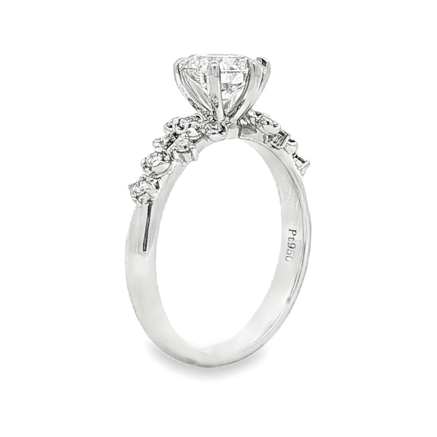 Platinum Lab Grown Round Diamond Size 6# Engagement Ring XQ0003