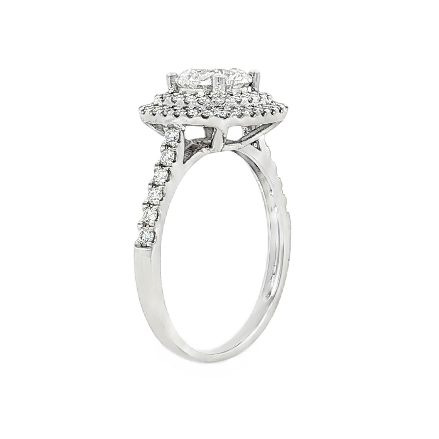 Platinum Lab Grown Round Diamond Double Halo Size 6.25# Engagement Ring XQ0005