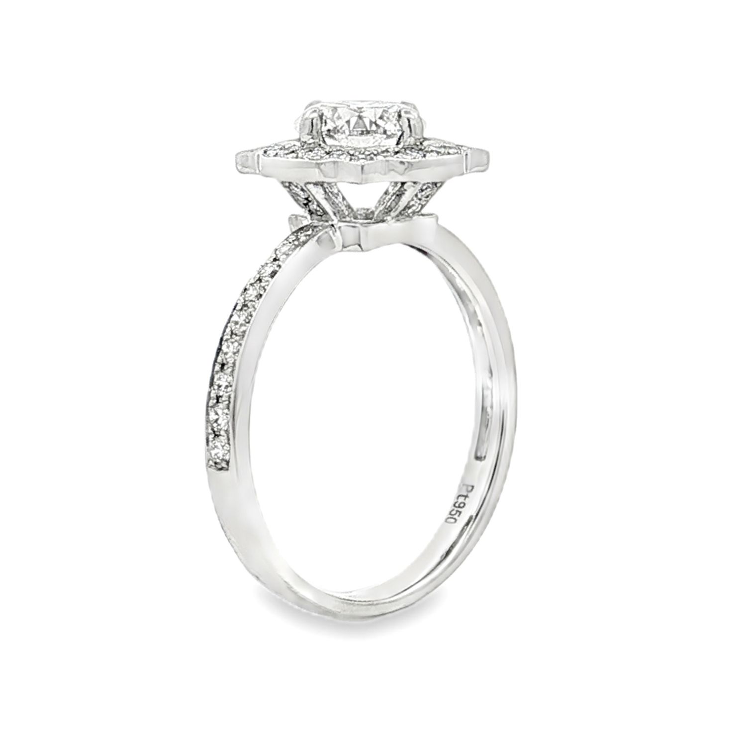 Platinum Lab Grown Round Diamond Straight Shank Size 7# Engagement Ring XQ0006