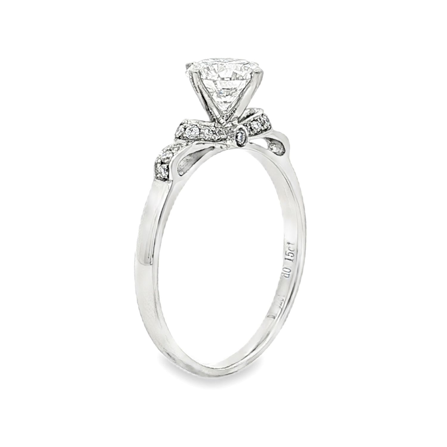 Platinum Lab Grown Round Diamond Straight Shank Size 7.25# Engagement Ring XQ0008