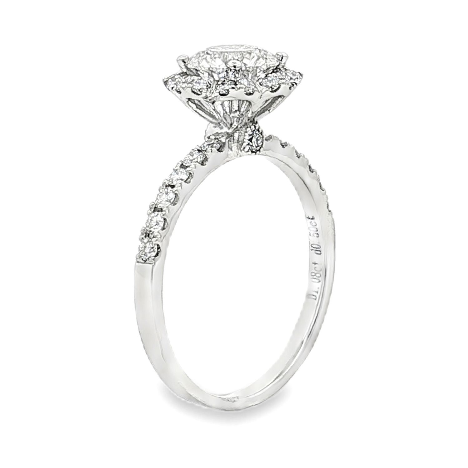 Platinum Lab Grown Round Diamond Straight Shank Size 6.75# Engagement Ring XQ0016